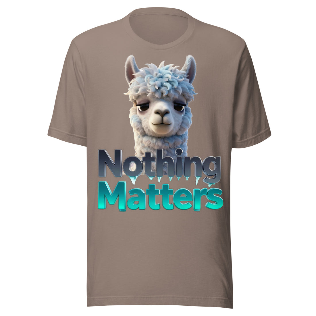 Unisex t-shirt - Sad Llama Nothing Matters Tee – Funny Nihilist Unisex Vibes by printfluence.net