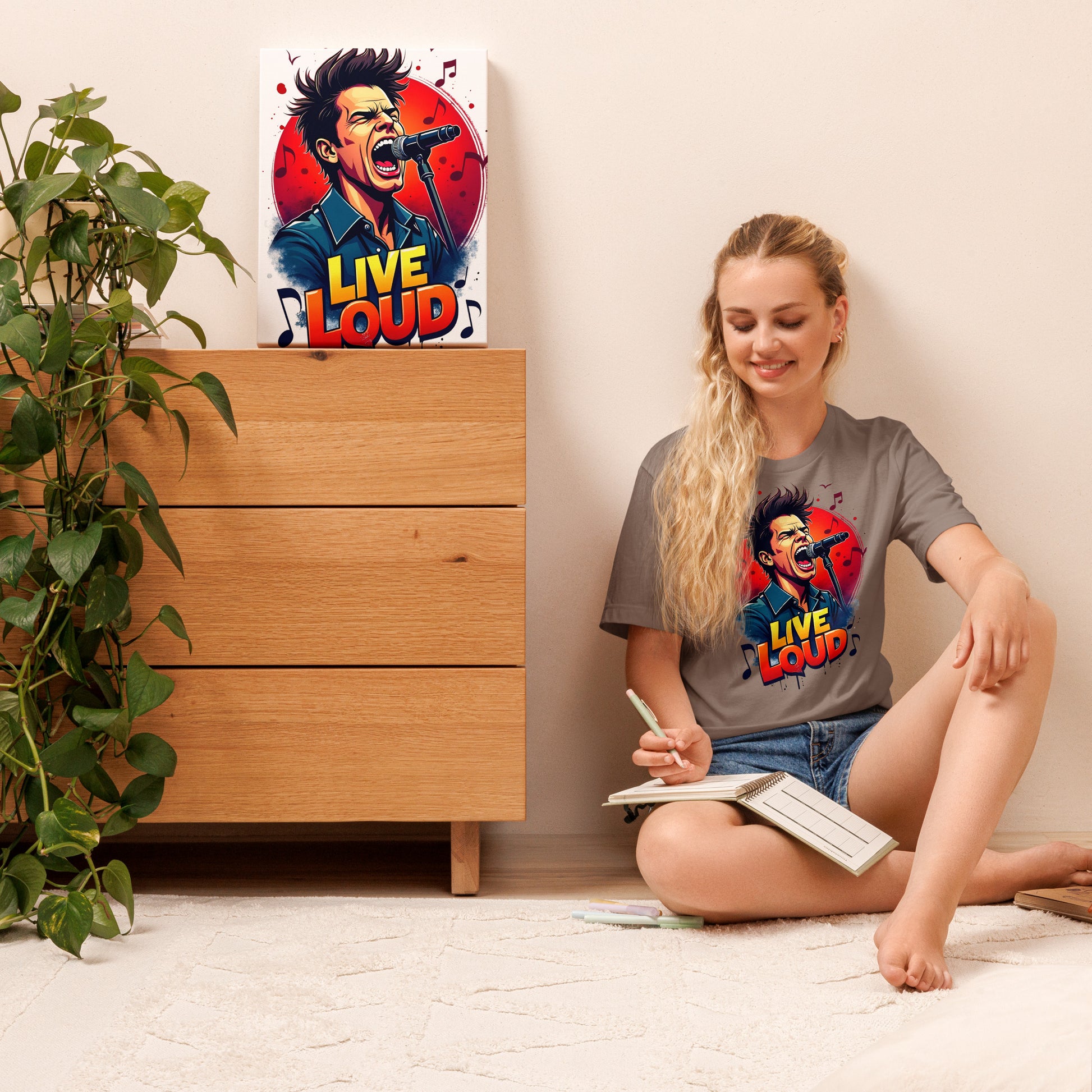 Unisex t-shirt - Live Loud Singer T-Shirt – Unisex Music Passion Graphic Bella Canvas 3001 by printfluence.net