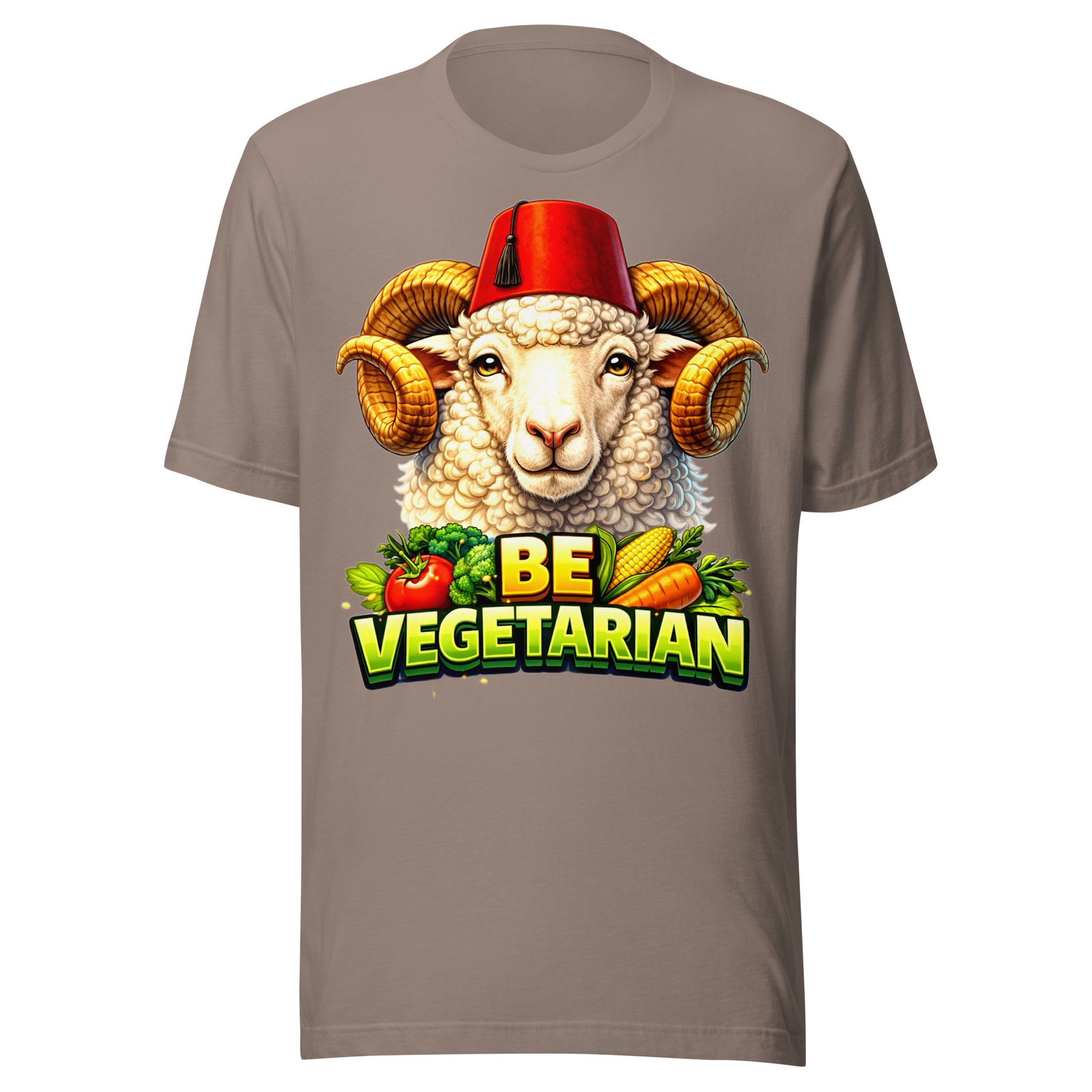 Unisex t-shirt - "Be Vegetarian" Fez-Wearing Ram Graphic Tee – Funny Eco-Friendly Animal Art T-Shirt by printfluence.net