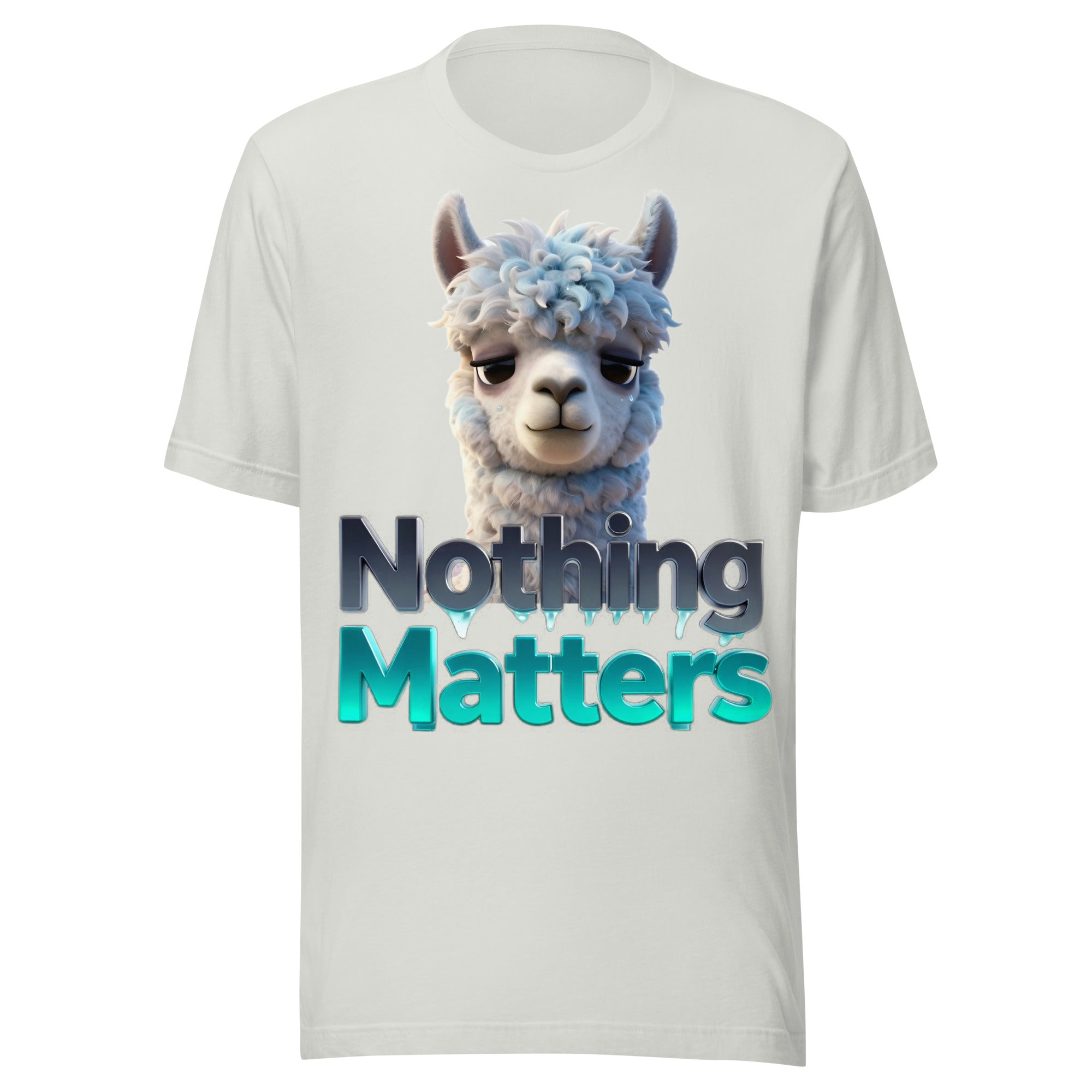 Unisex t-shirt - Sad Llama Nothing Matters Tee – Funny Nihilist Unisex Vibes by printfluence.net