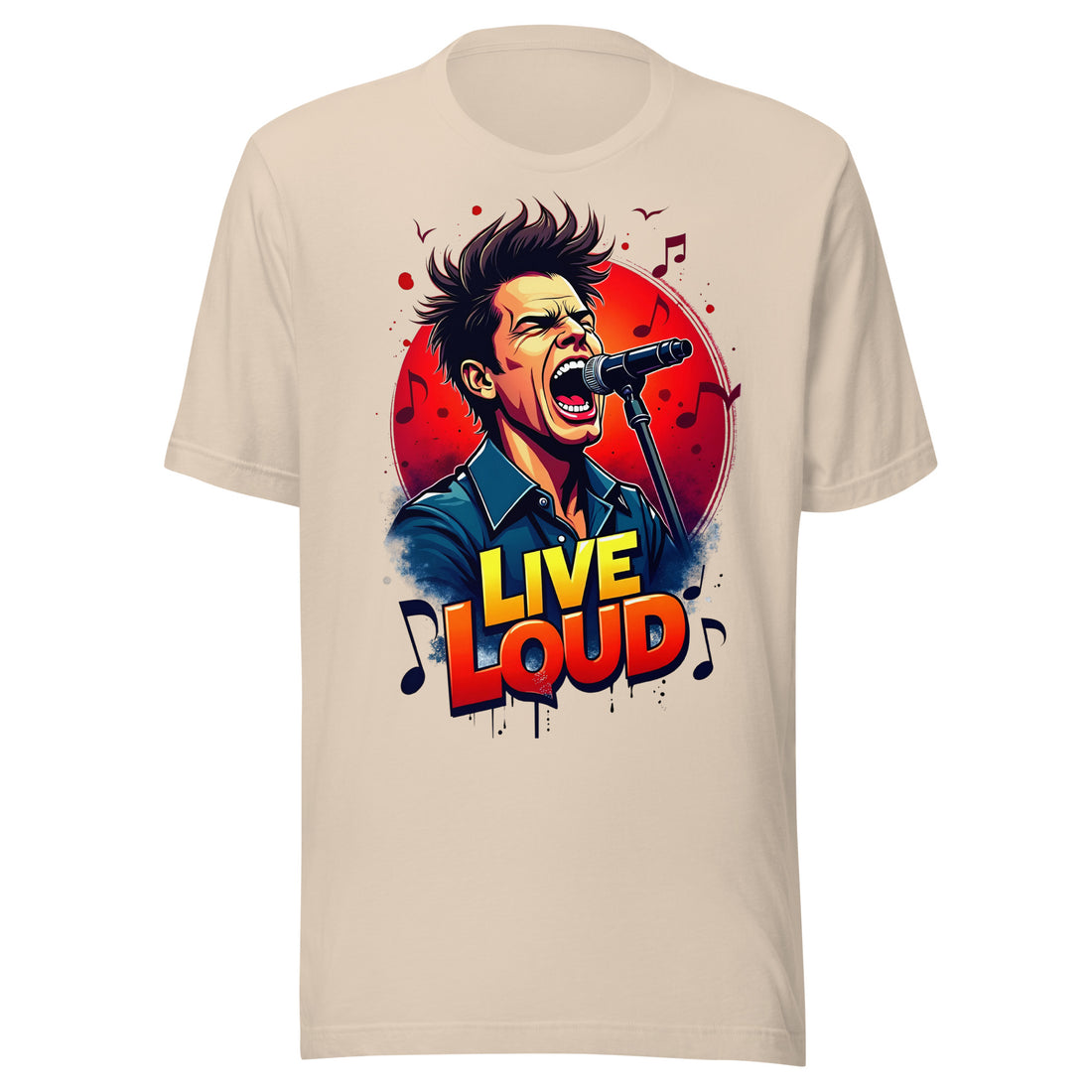 Unisex t-shirt - Live Loud Singer T-Shirt – Unisex Music Passion Graphic Bella Canvas 3001 by printfluence.net