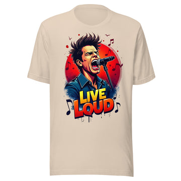 Unisex t-shirt - Live Loud Singer T-Shirt – Unisex Music Passion Graphic Bella Canvas 3001 by printfluence.net