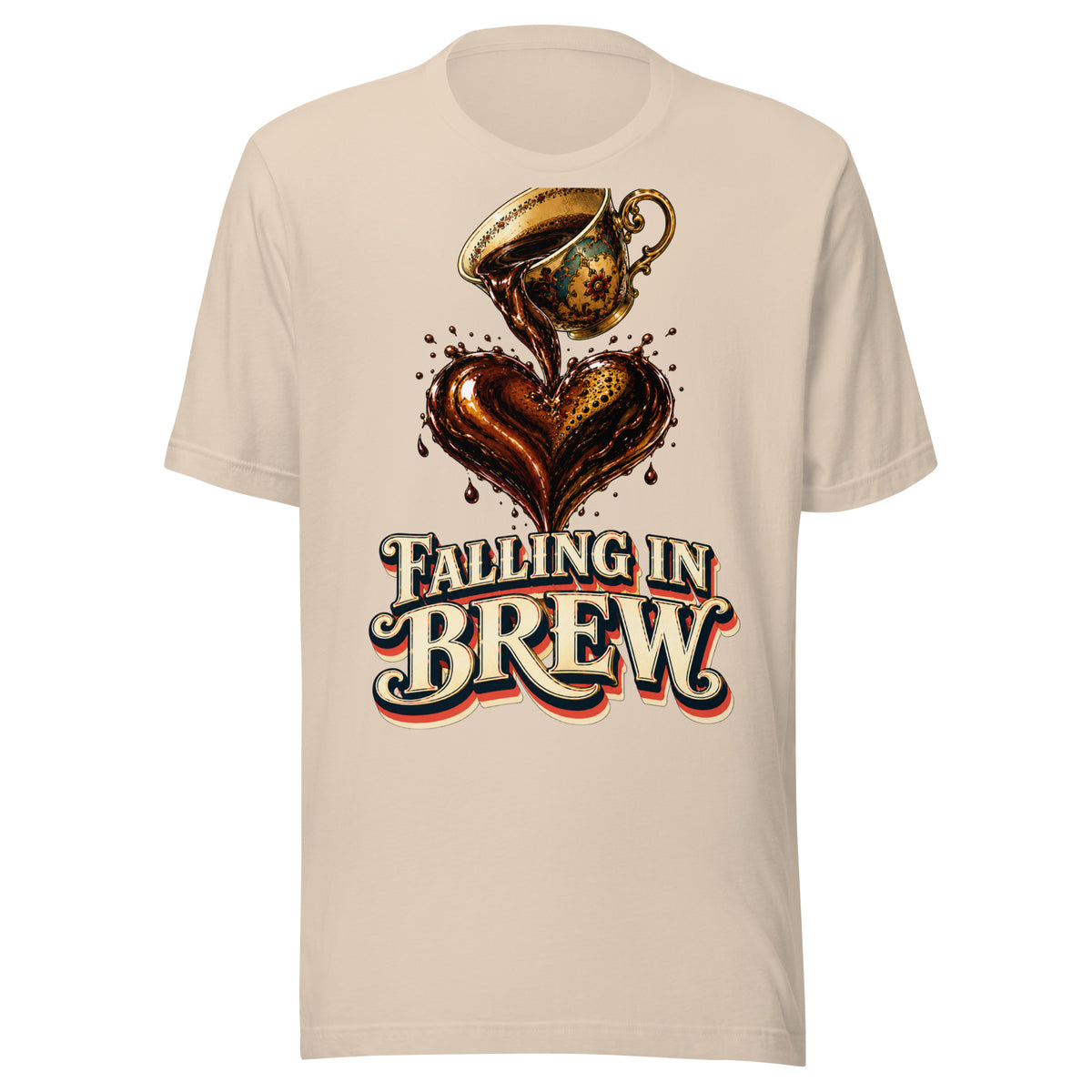 Coffee Lovers Unisex T-Shirt Falling in Brew – Romantic Coffee Heart Graphic Tee by printfluence.net