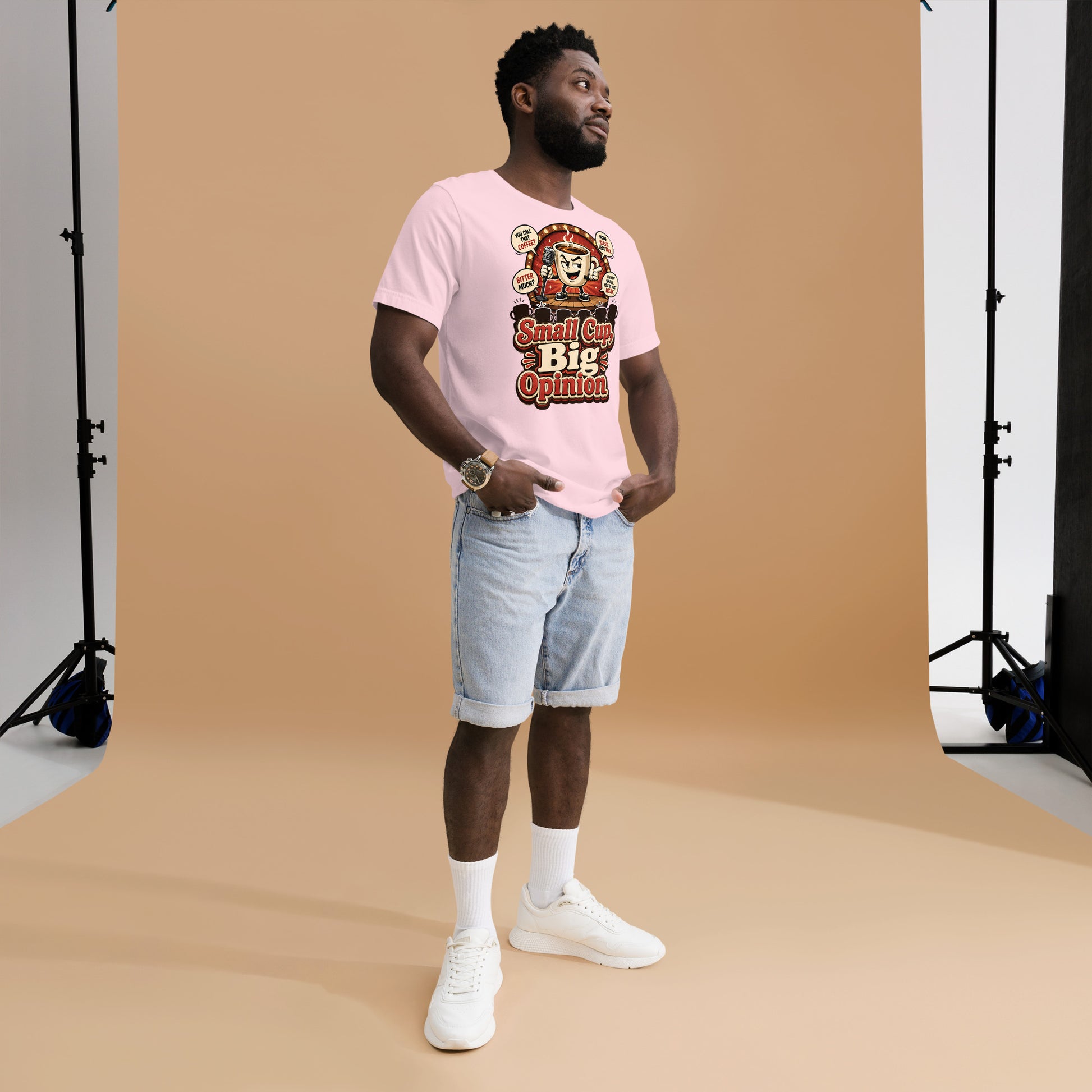 Retro Small Cup Big Opinion Coffee | Unisex T-Shirt for Coffee Lovers by printfluence.net