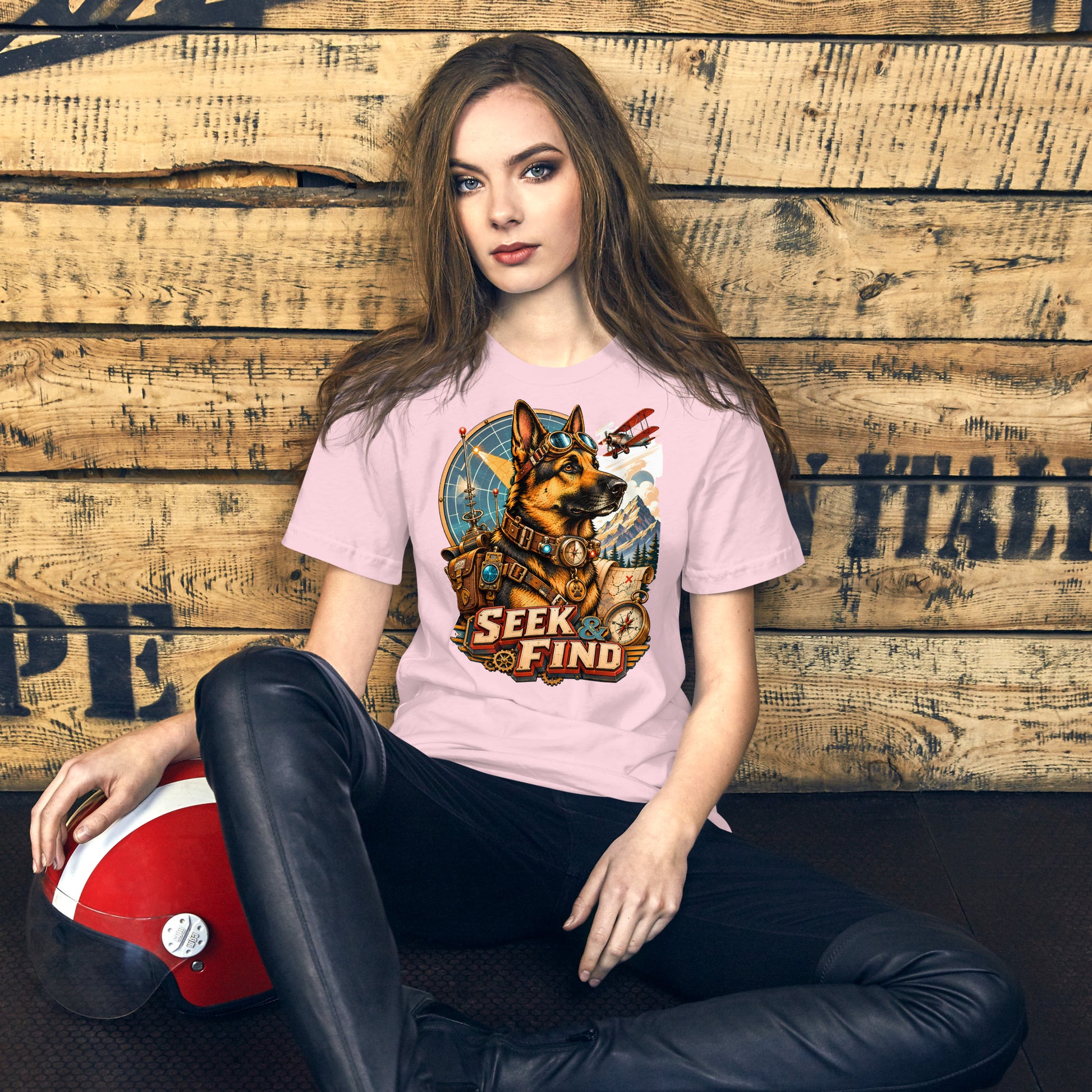 German Shepherd Lovers Unisex T-Shirt | "Seek & Find" Vintage Explorer Graphic Apparel by printfluence.net