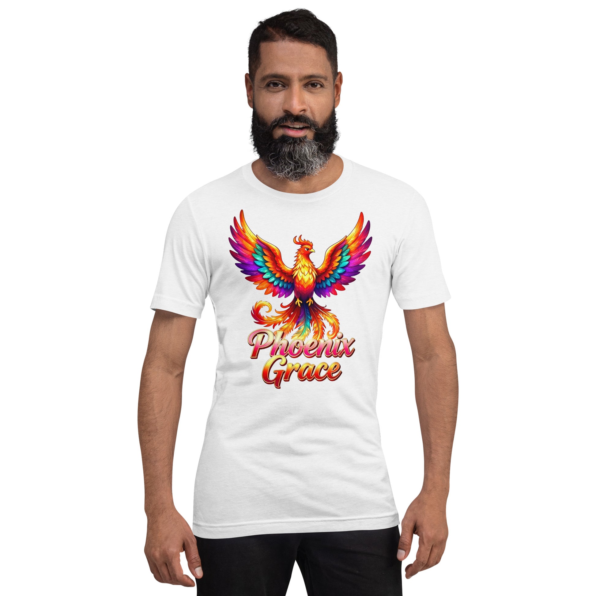 Unisex t-shirt - Phoenix Grace – Vibrant Mythical Bird of Rebirth and Power by printfluence.net