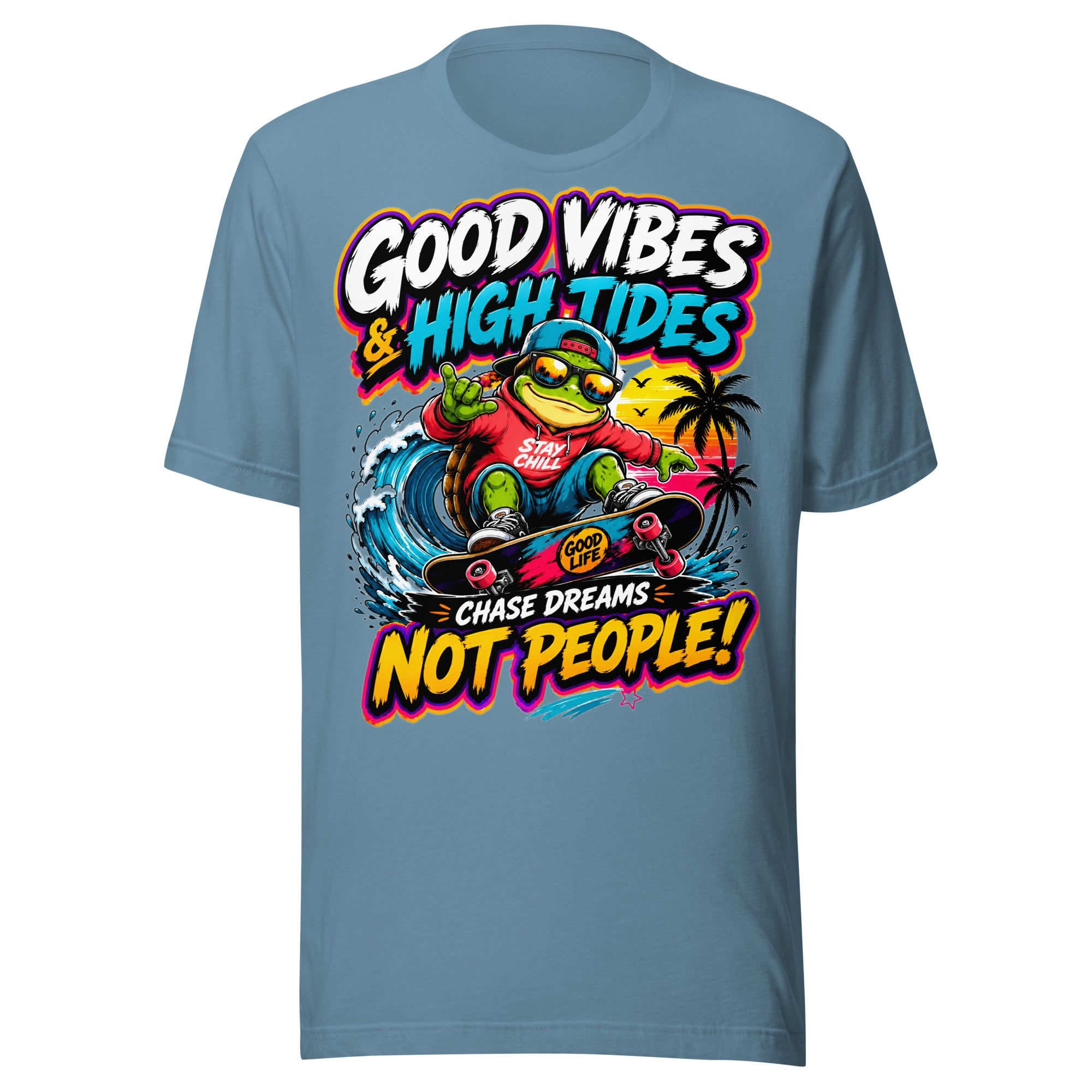 Unisex t-shirt - Elite Skater Turtle Cosmic Good Vibes - Premium Radical Dream Chaser Design by printfluence.net