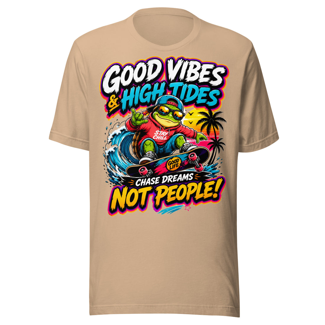 Unisex t-shirt - Elite Skater Turtle Cosmic Good Vibes - Premium Radical Dream Chaser Design by printfluence.net