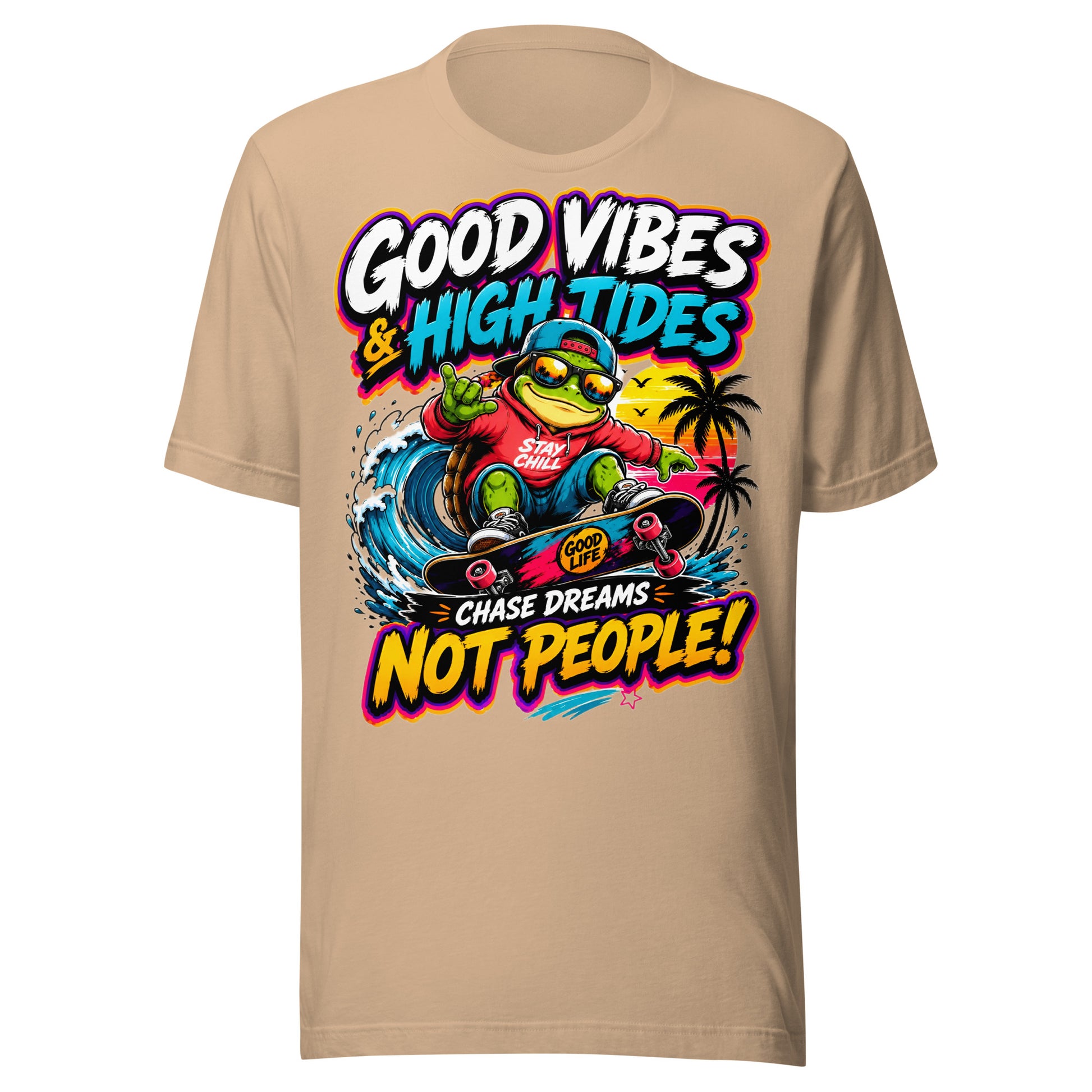Unisex t-shirt - Elite Skater Turtle Cosmic Good Vibes - Premium Radical Dream Chaser Design by printfluence.net