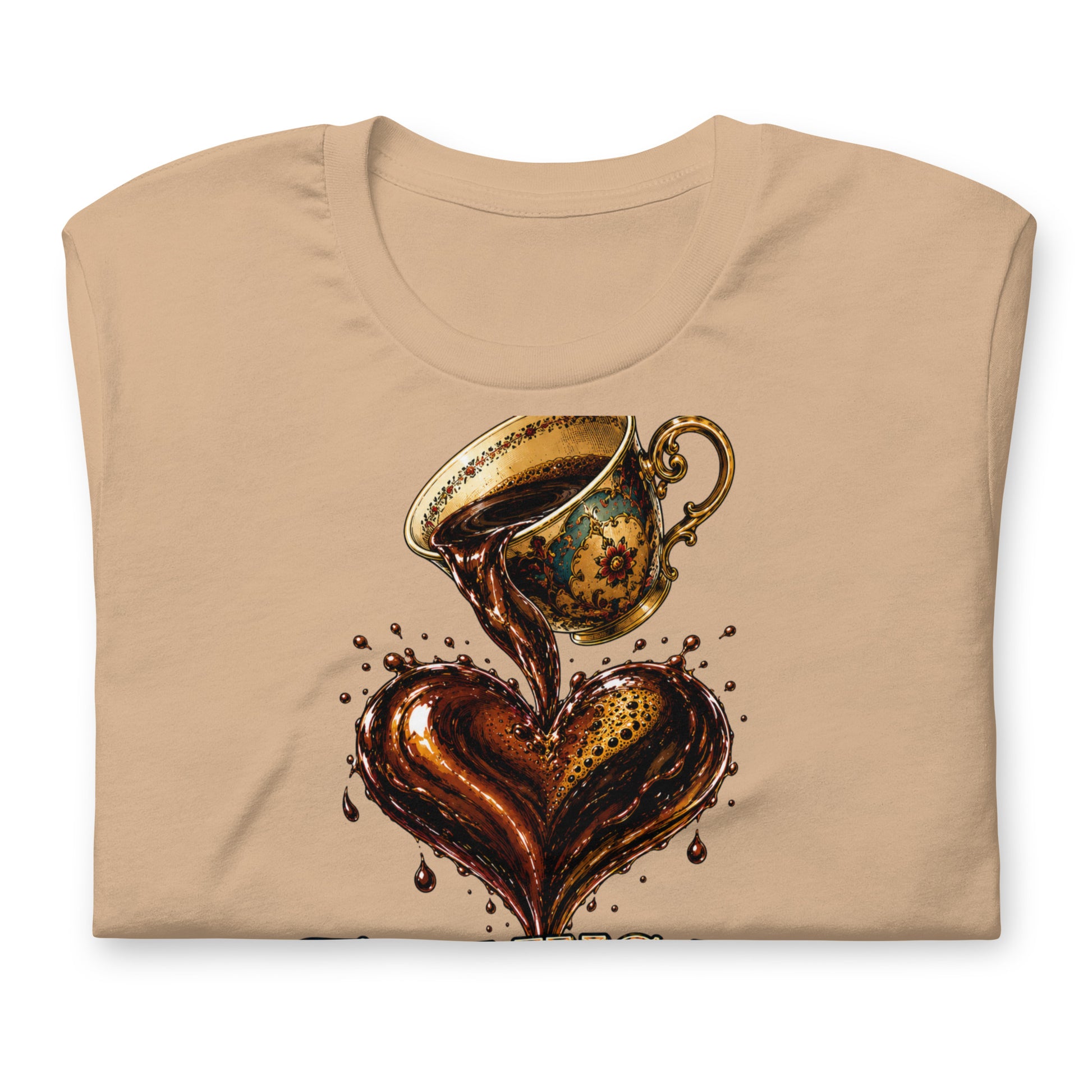 Coffee Lovers Unisex T-Shirt Falling in Brew – Romantic Coffee Heart Graphic Tee by printfluence.net