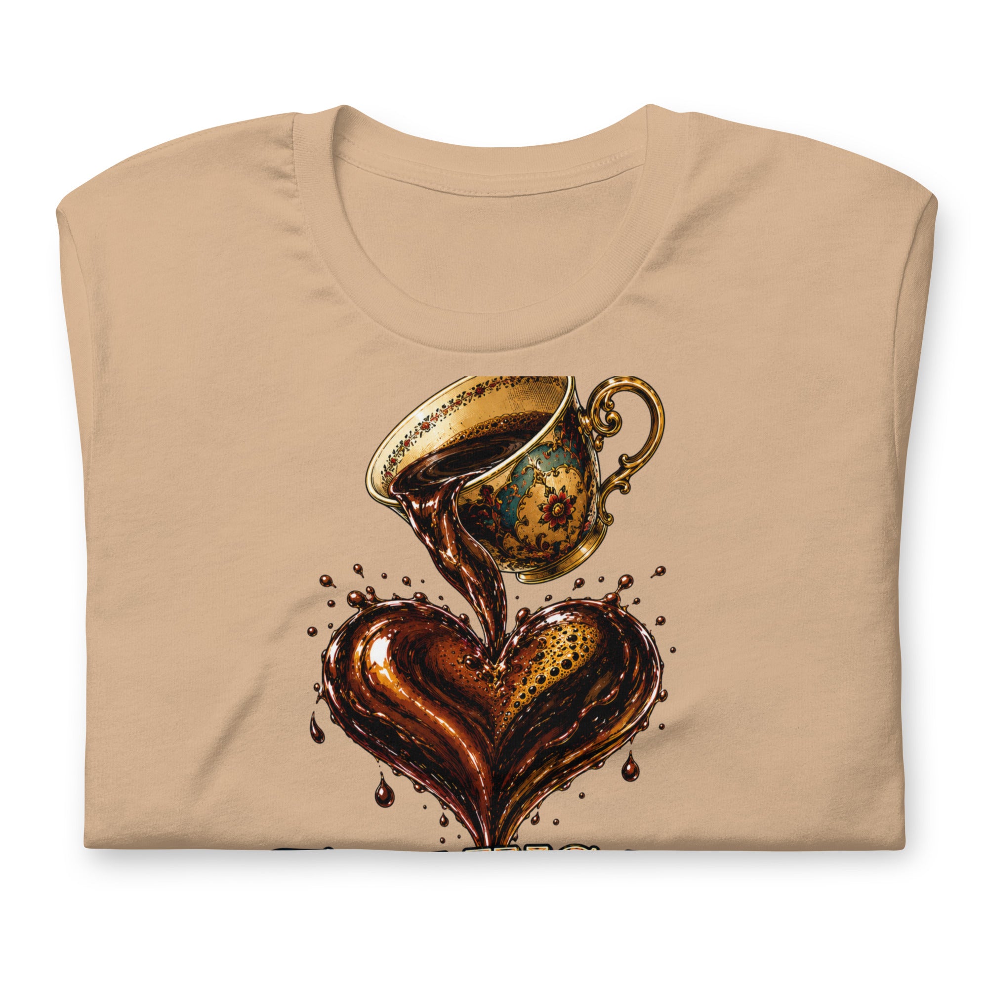 Coffee Lovers Unisex T-Shirt Falling in Brew – Romantic Coffee Heart Graphic Tee by printfluence.net