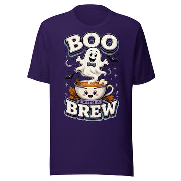 Boo With A Brew Cozy Horror Mystery Unisex T-Shirt by printfluence.net