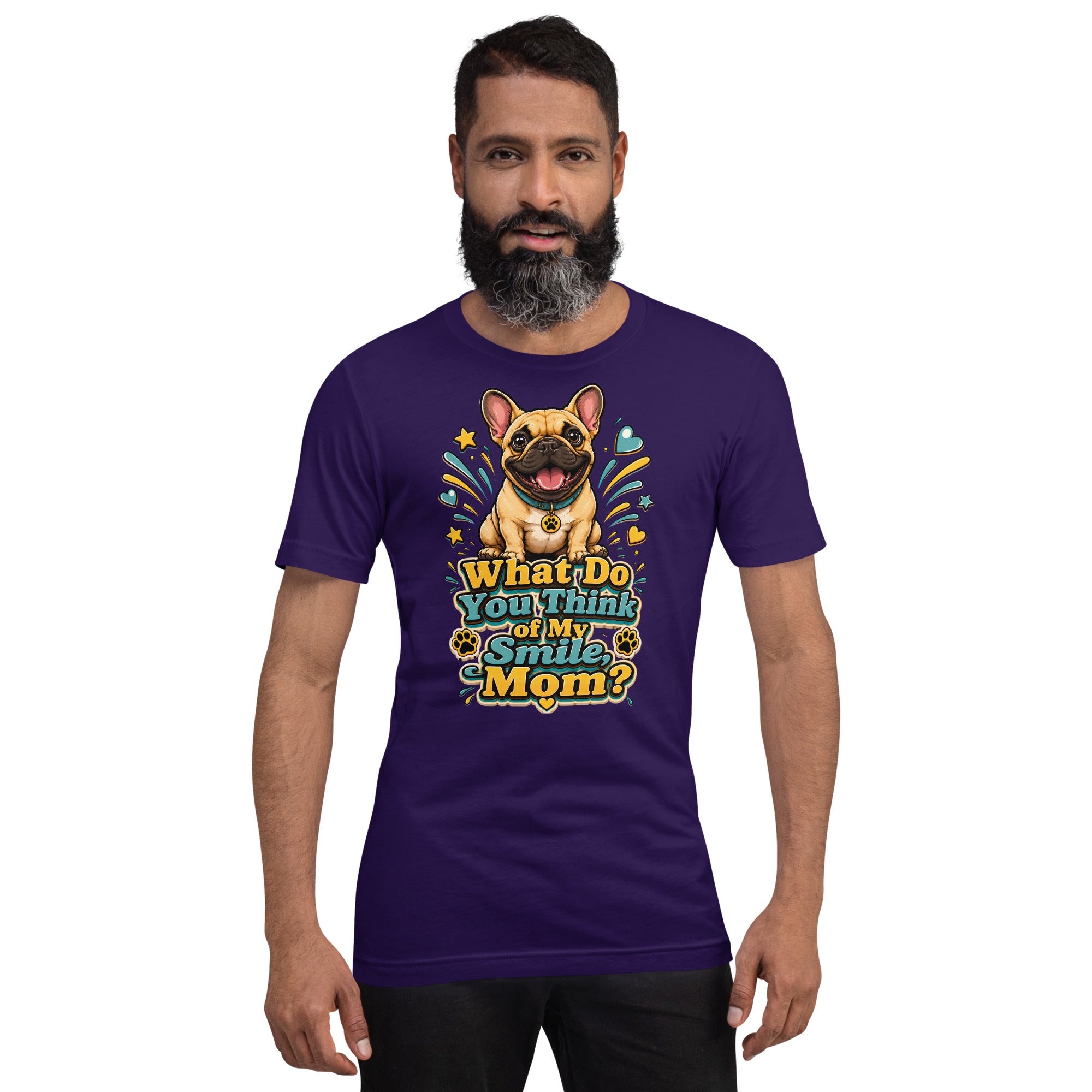 French Bulldog Mom Smile Unisex T-Shirt by printfluence.net