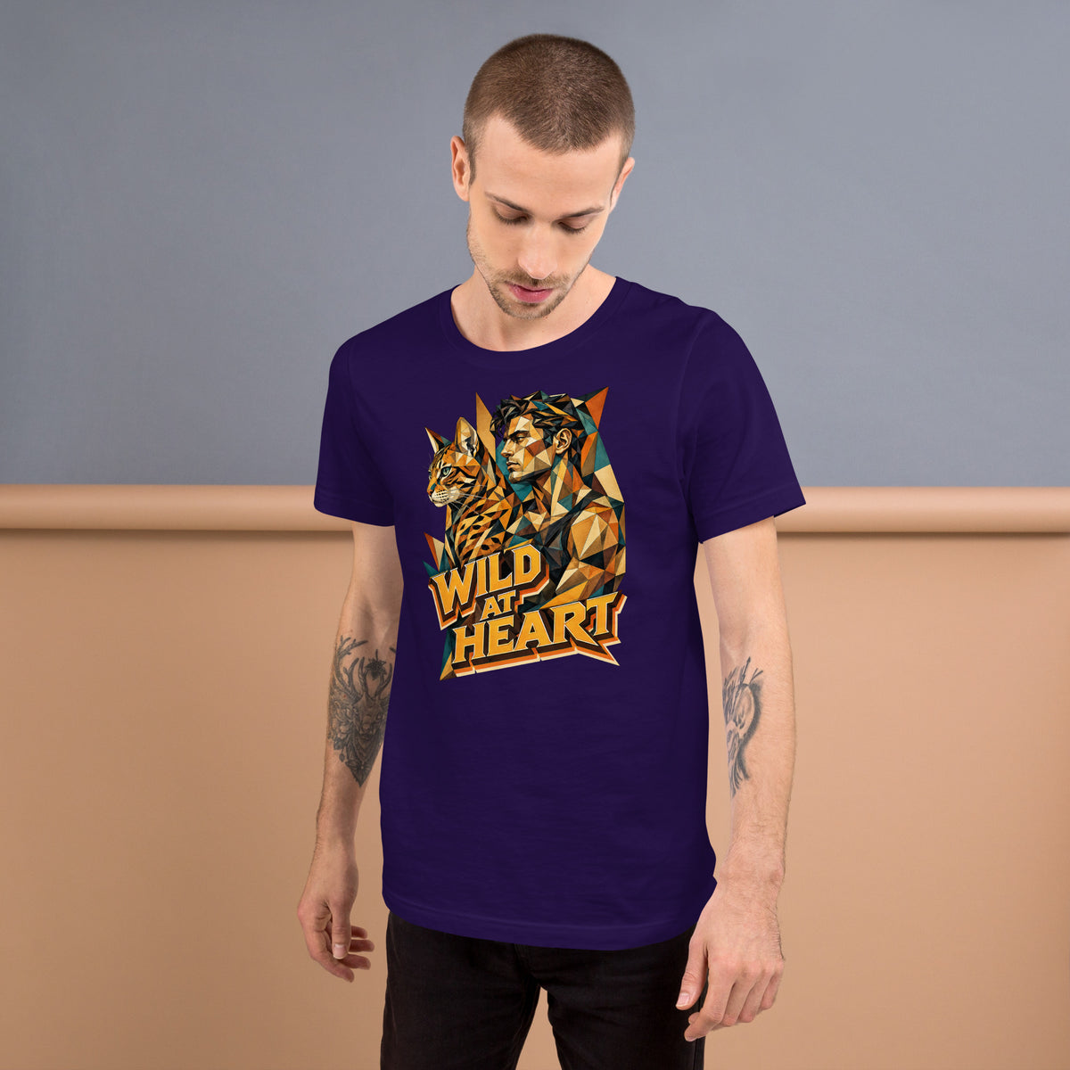 Cat Lovers Unisex Staple T-Shirt "Wild at Heart" by printfluence.net