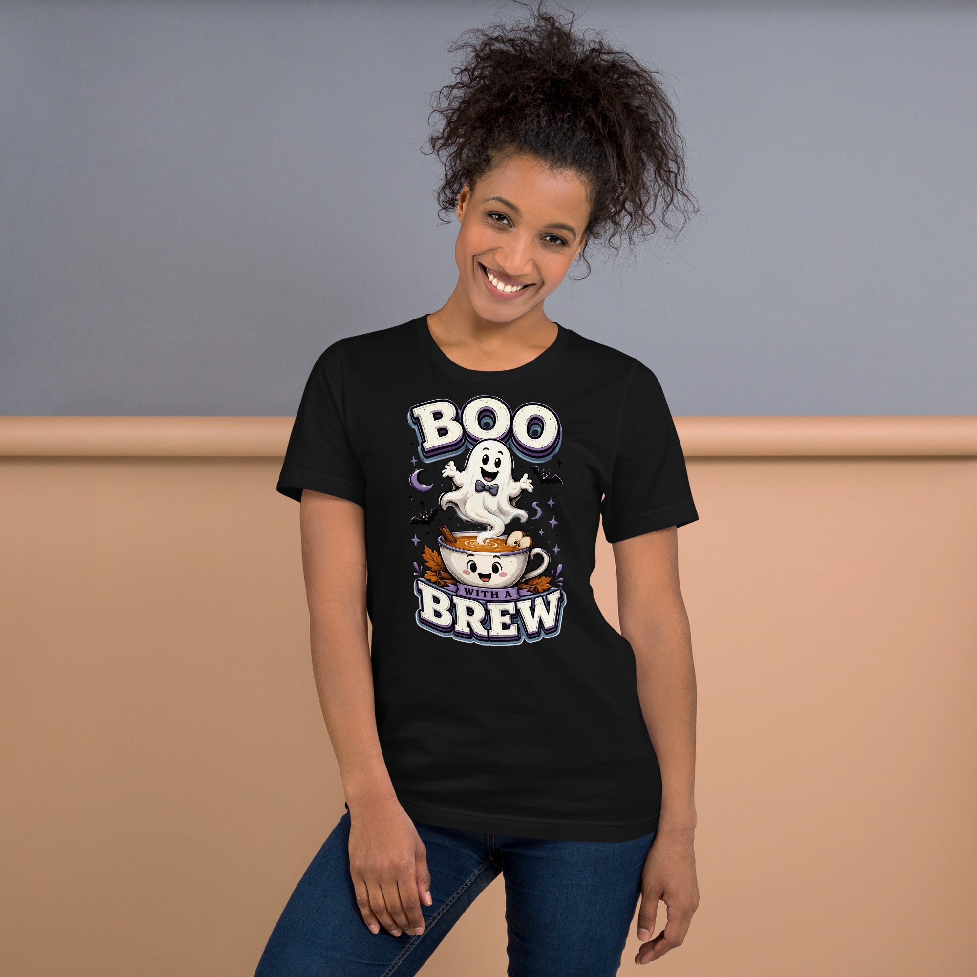 Boo With A Brew Cozy Horror Mystery Unisex T-Shirt by printfluence.net