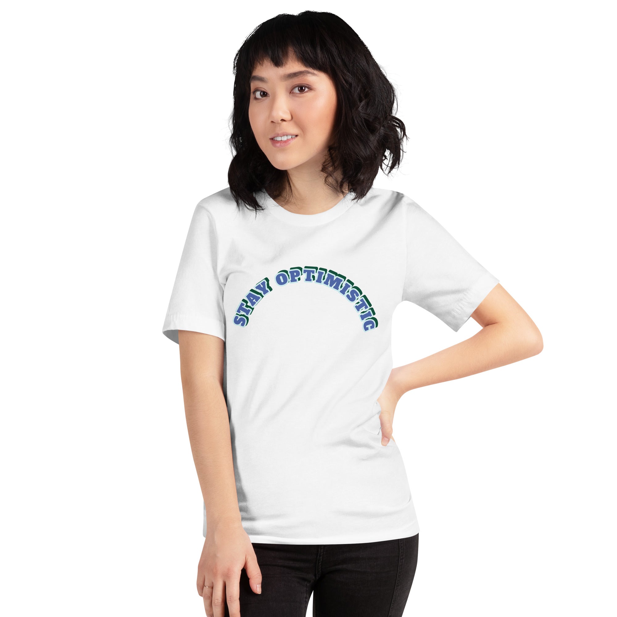 Unisex t-shirt - Stay Optimistic T‑Shirt – Minimalist Motivational Tee for Positive Vibes by printfluence.net