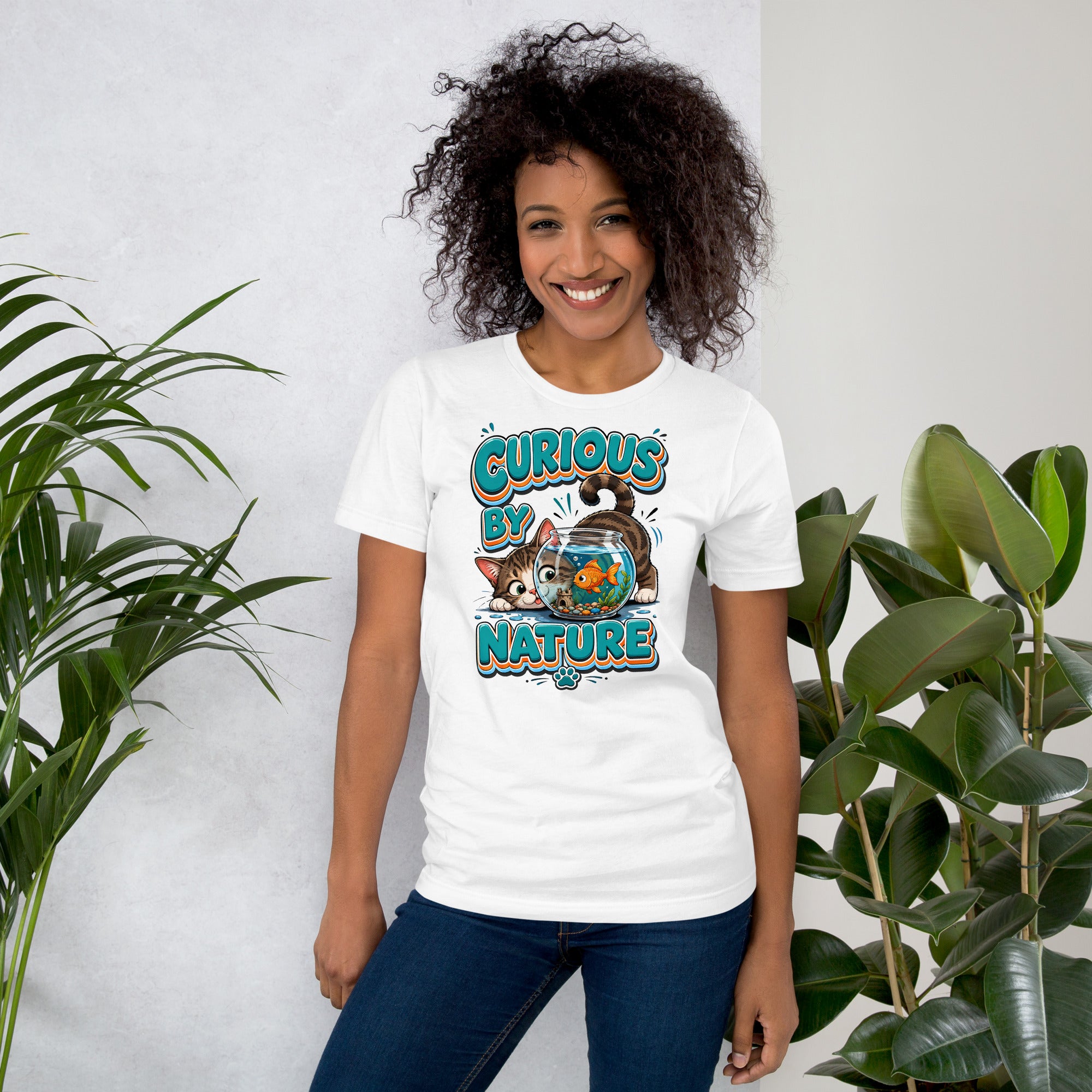 Unisex t-shirt - Elite Curious By Nature Cat - Premium Luxury Retro Goldfish Design by printfluence.net