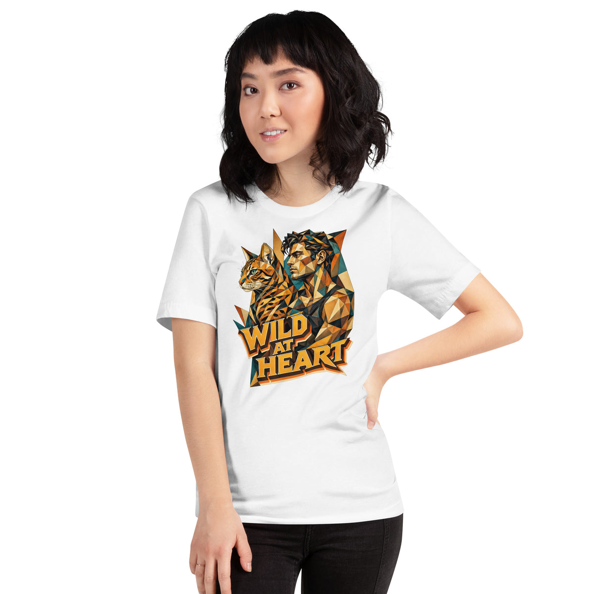 Cat Lovers Unisex Staple T-Shirt "Wild at Heart" by printfluence.net