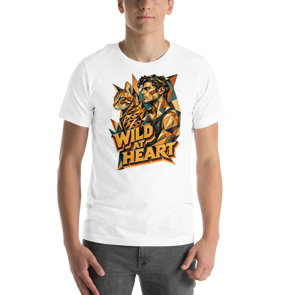 Cat Lovers Unisex Staple T-Shirt "Wild at Heart" by printfluence.net