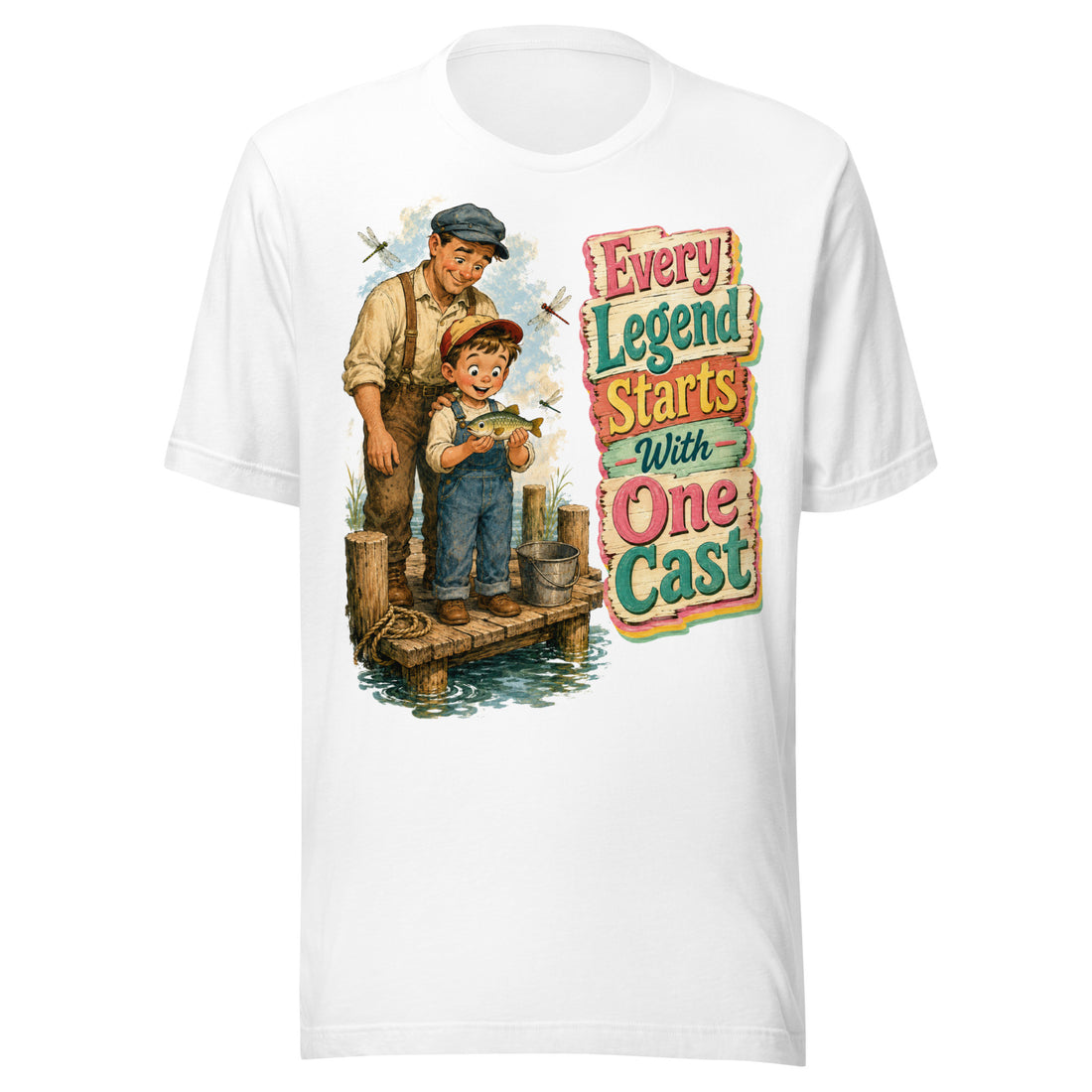 Fishing Lovers | Unisex Staple T-Shirt — Every Legend Starts With One Cast by printfluence