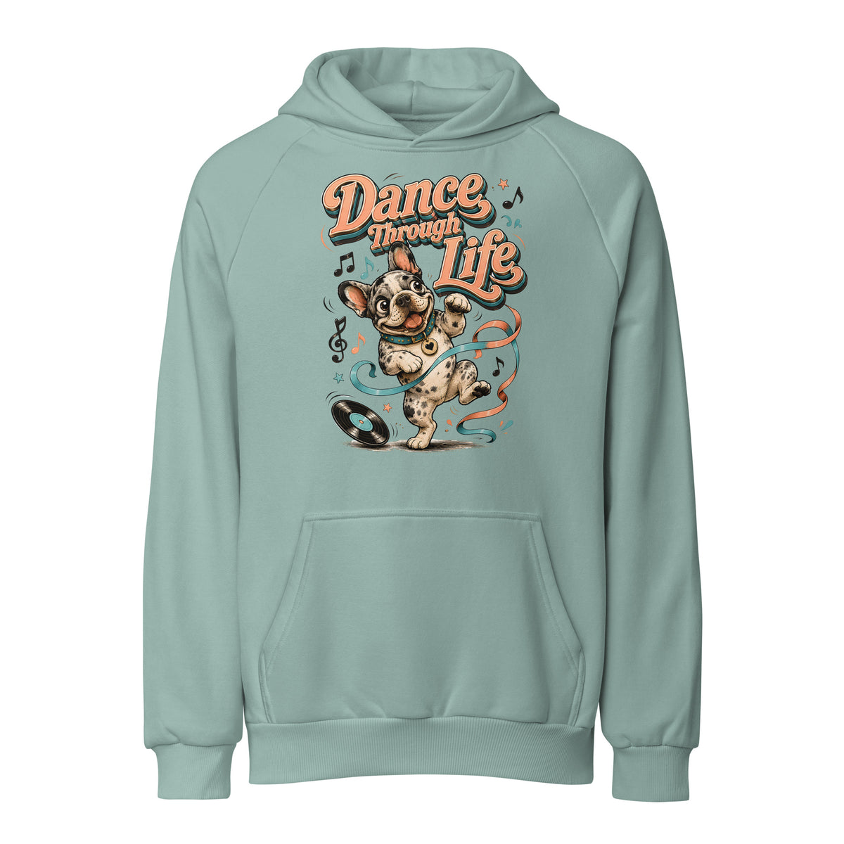 French Bulldog "Dance Through Life" Unisex Super Heavyweight Hoodie by printfluence.net