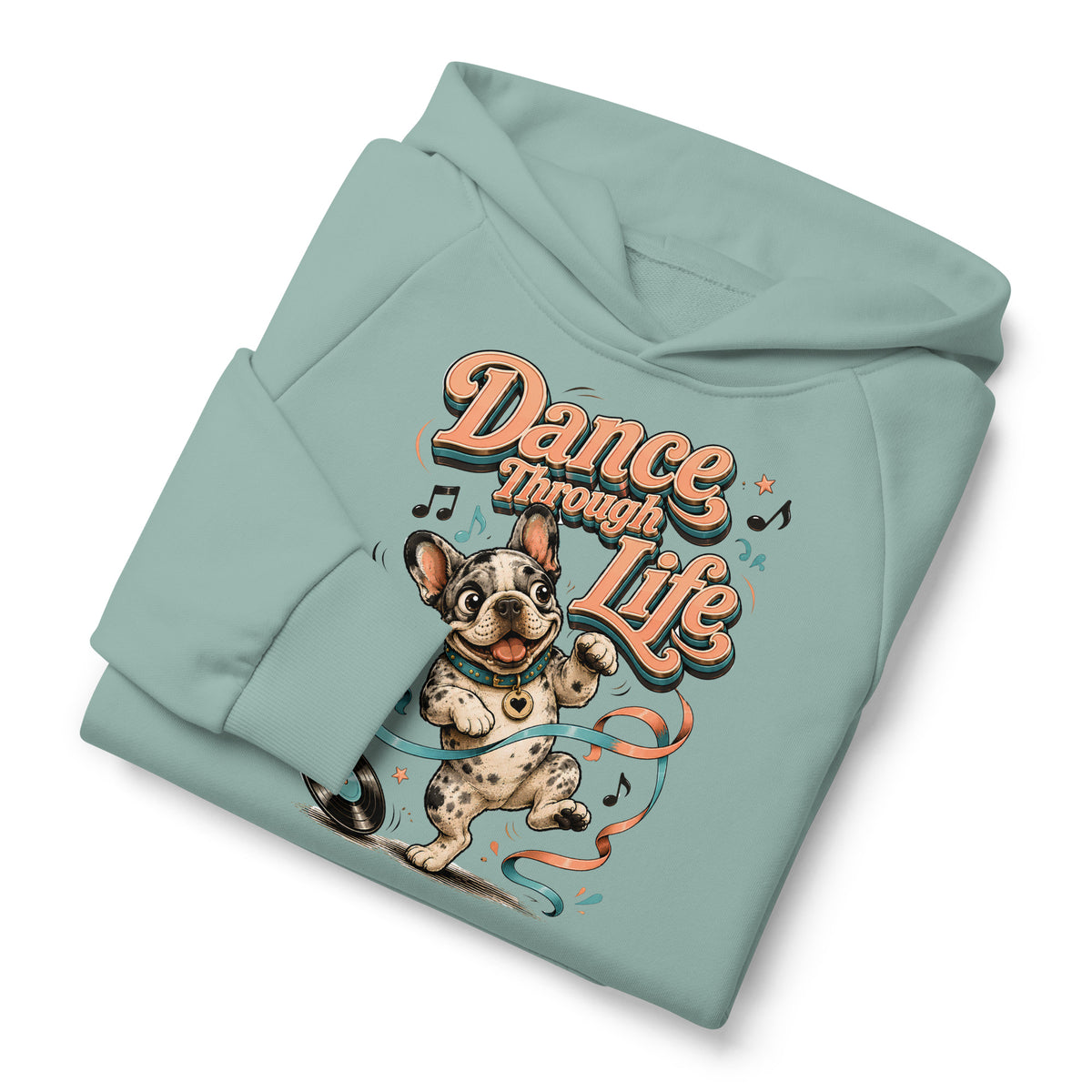 French Bulldog "Dance Through Life" Unisex Super Heavyweight Hoodie by printfluence.net