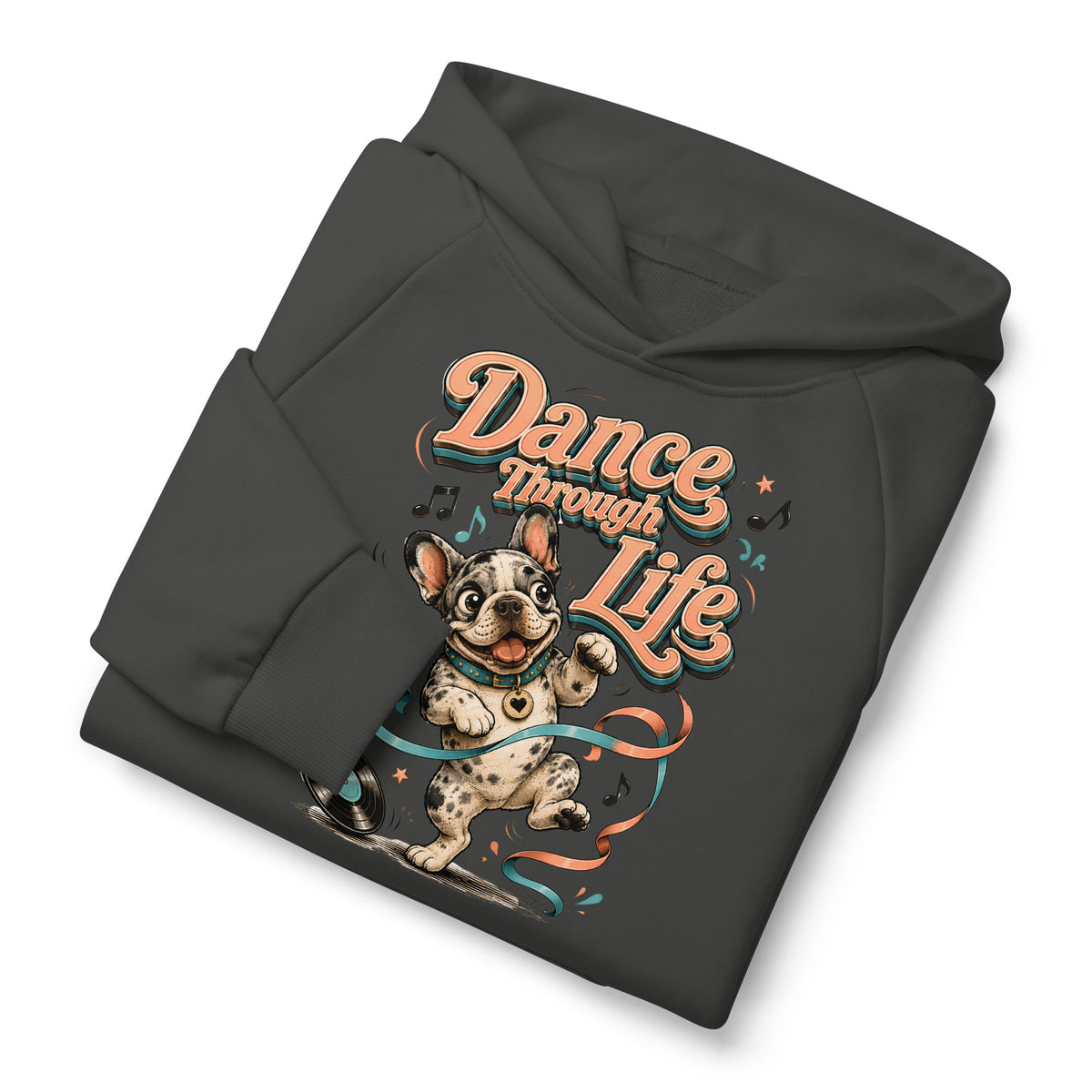 French Bulldog "Dance Through Life" Unisex Super Heavyweight Hoodie by printfluence.net