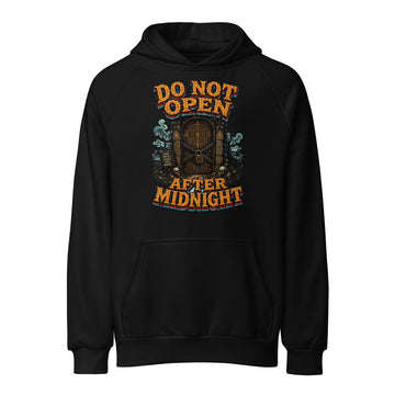Do Not Open After Midnight Horror Mystery Unisex Super Heavyweight Hoodie by printfluence.net