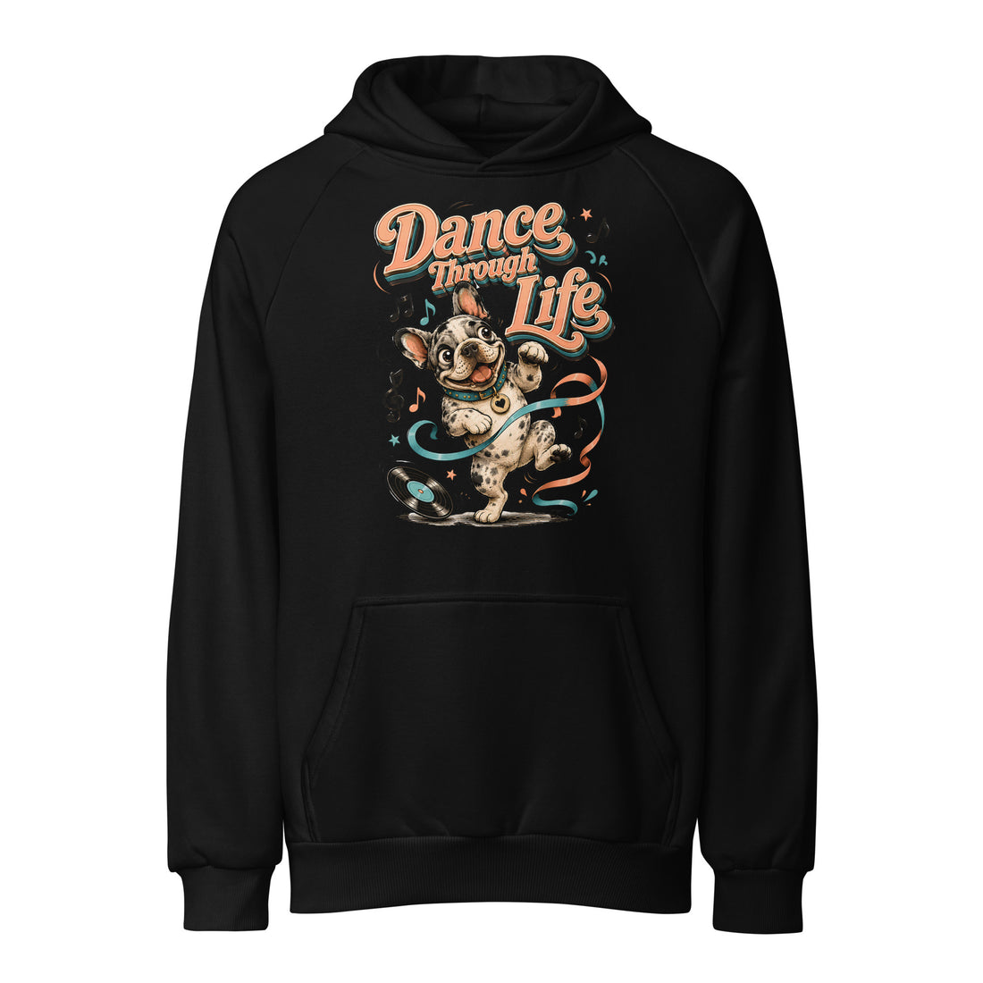 French Bulldog "Dance Through Life" Unisex Super Heavyweight Hoodie by printfluence.net