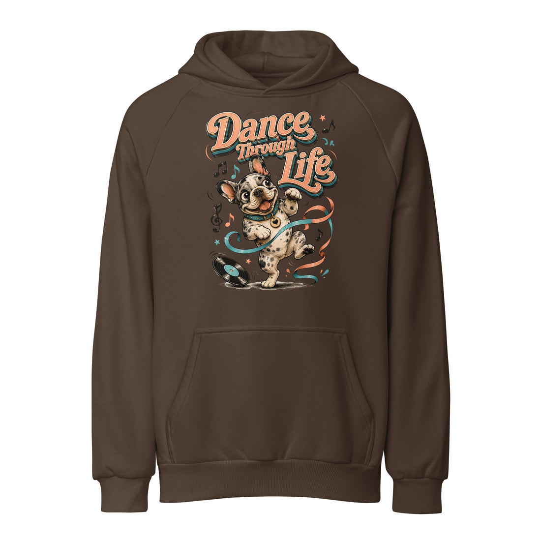 French Bulldog "Dance Through Life" Unisex Super Heavyweight Hoodie by printfluence.net