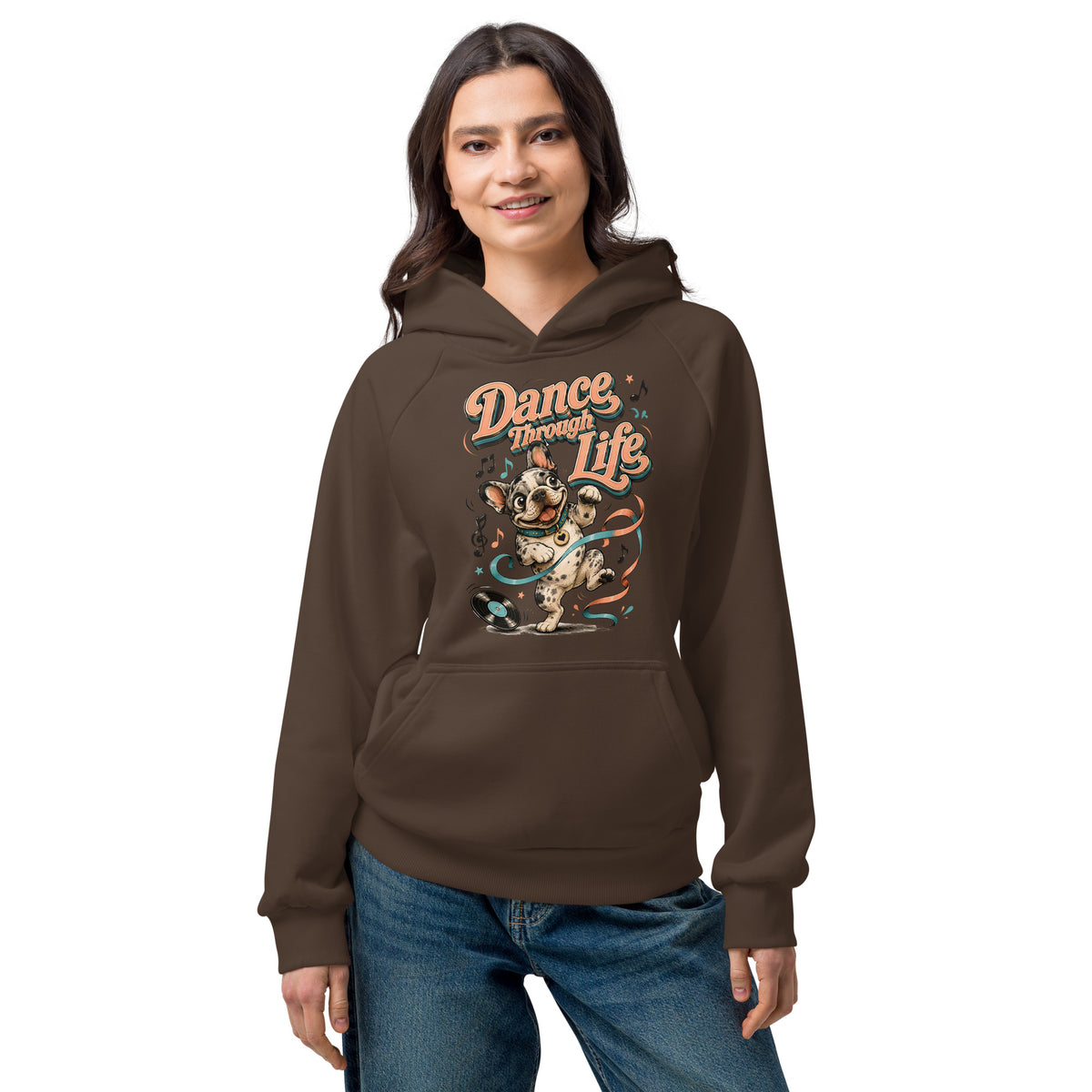 French Bulldog "Dance Through Life" Unisex Super Heavyweight Hoodie by printfluence.net