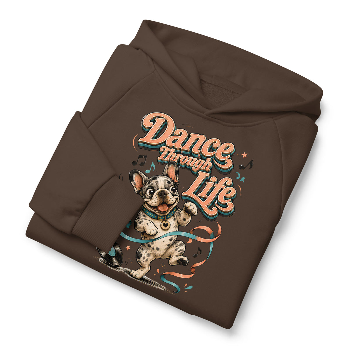 French Bulldog "Dance Through Life" Unisex Super Heavyweight Hoodie by printfluence.net