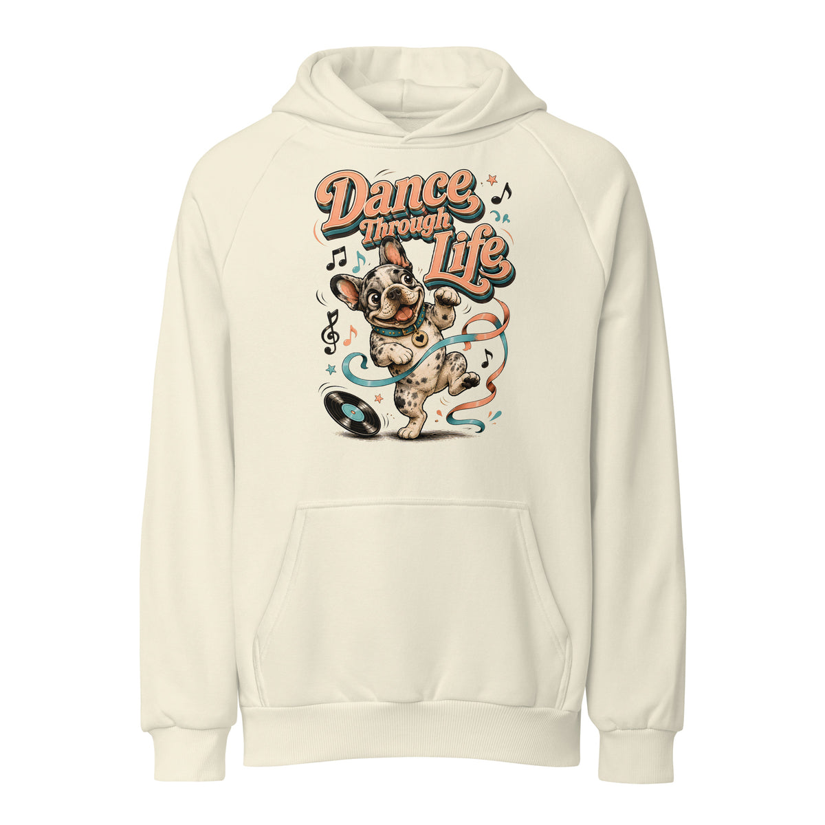 French Bulldog "Dance Through Life" Unisex Super Heavyweight Hoodie by printfluence.net