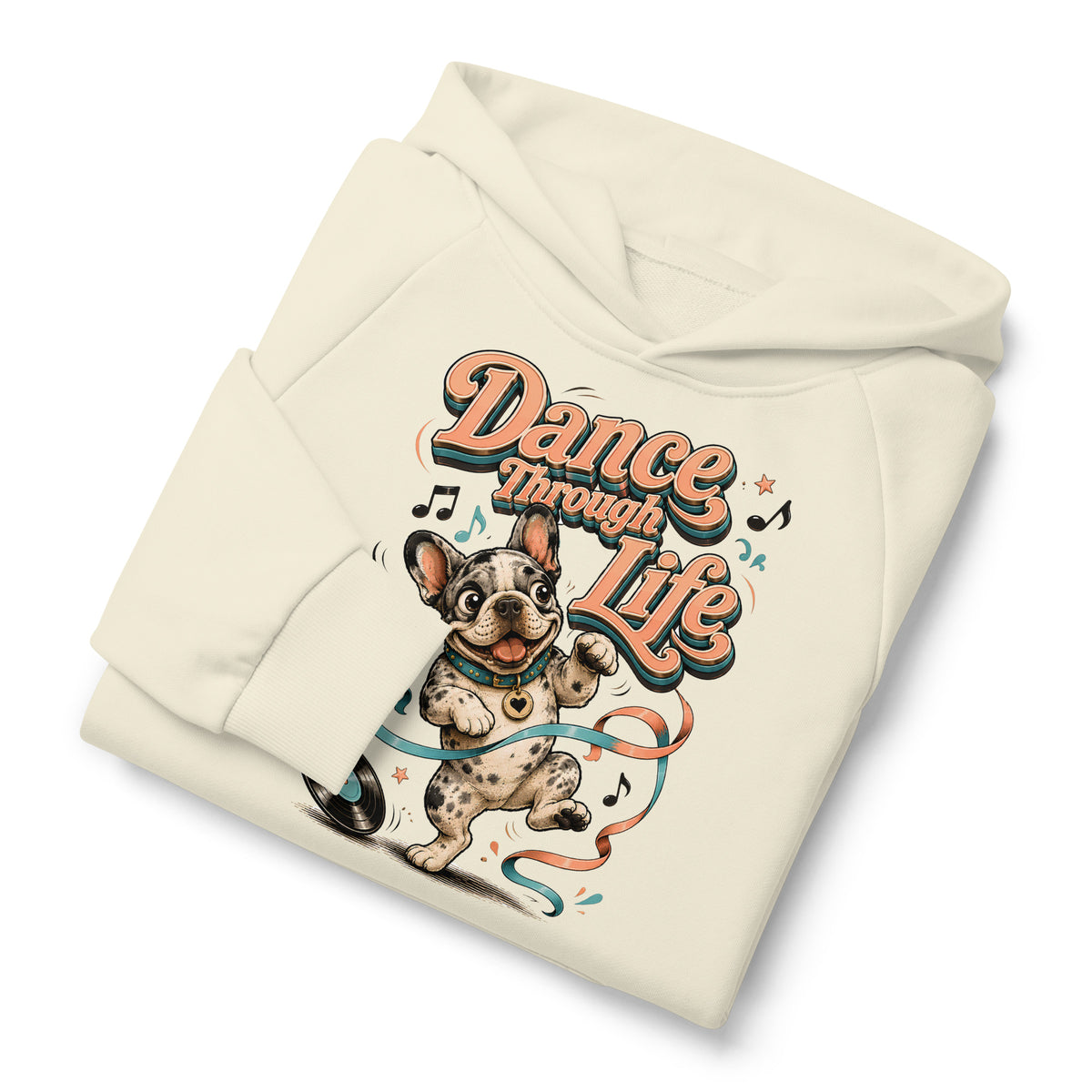 French Bulldog "Dance Through Life" Unisex Super Heavyweight Hoodie by printfluence.net
