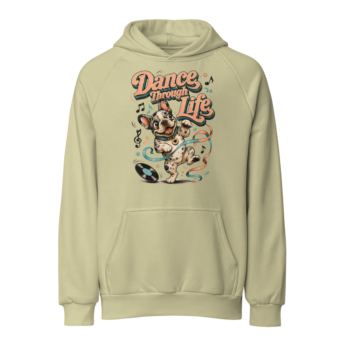 French Bulldog "Dance Through Life" Unisex Super Heavyweight Hoodie by printfluence.net