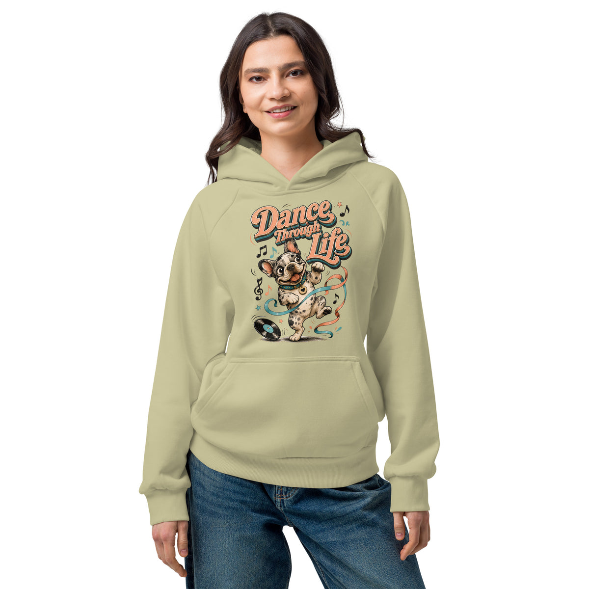 French Bulldog "Dance Through Life" Unisex Super Heavyweight Hoodie by printfluence.net