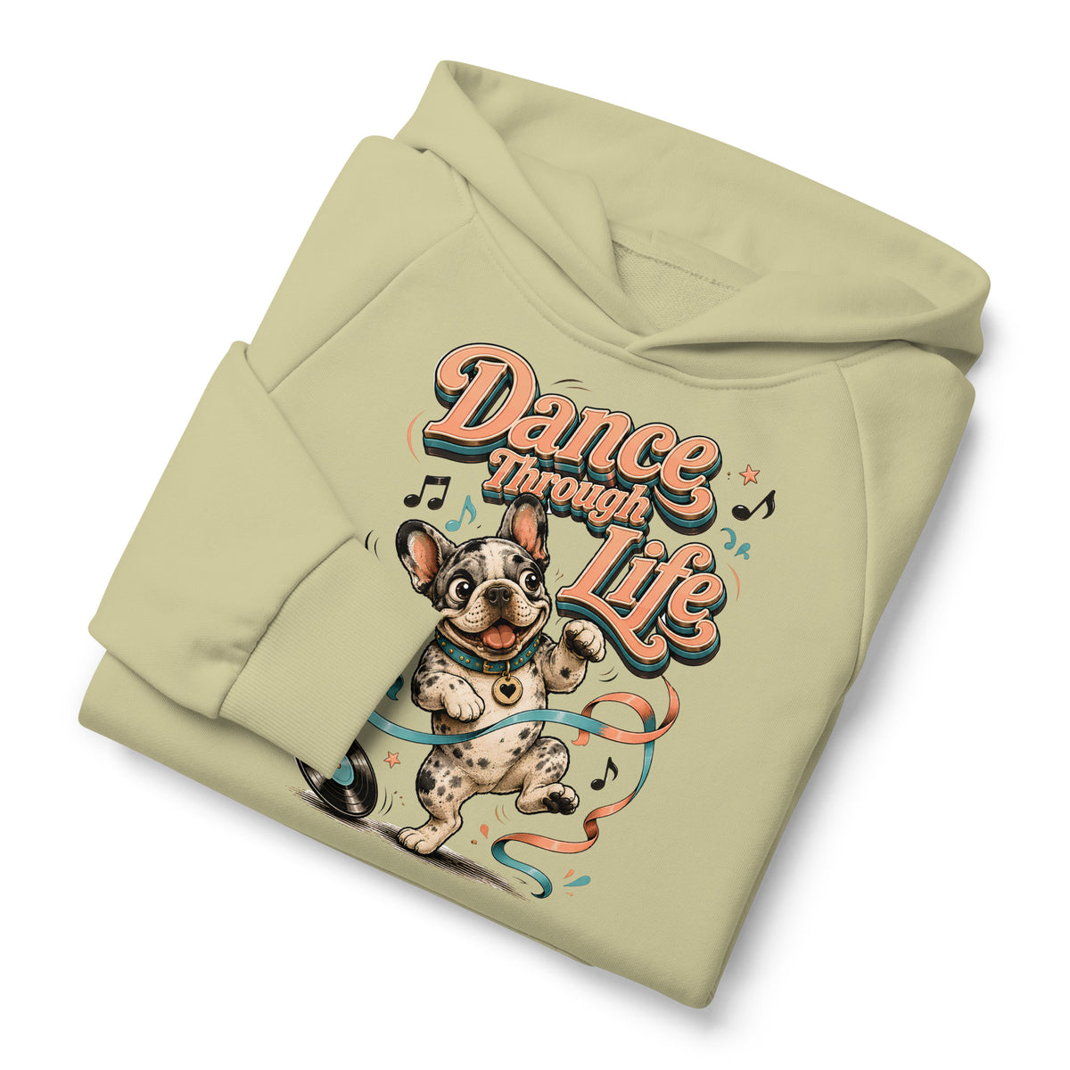 French Bulldog "Dance Through Life" Unisex Super Heavyweight Hoodie by printfluence.net