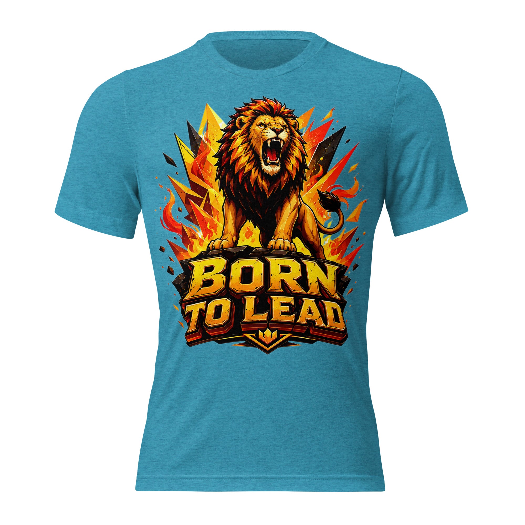 Short sleeve t-shirt - Born To Lead - Raging Crystal Fire Lion by printfluence.net