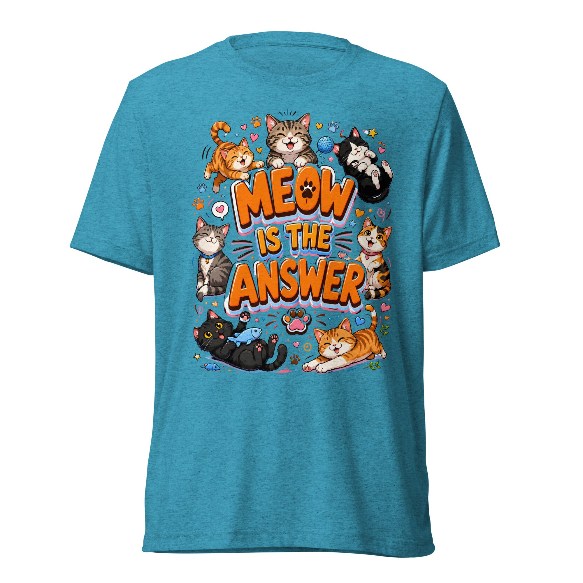 Short sleeve t-shirt - Elite Meow Is The Answer Cat - Premium Luxury Retro Feline Design by printfluence.net