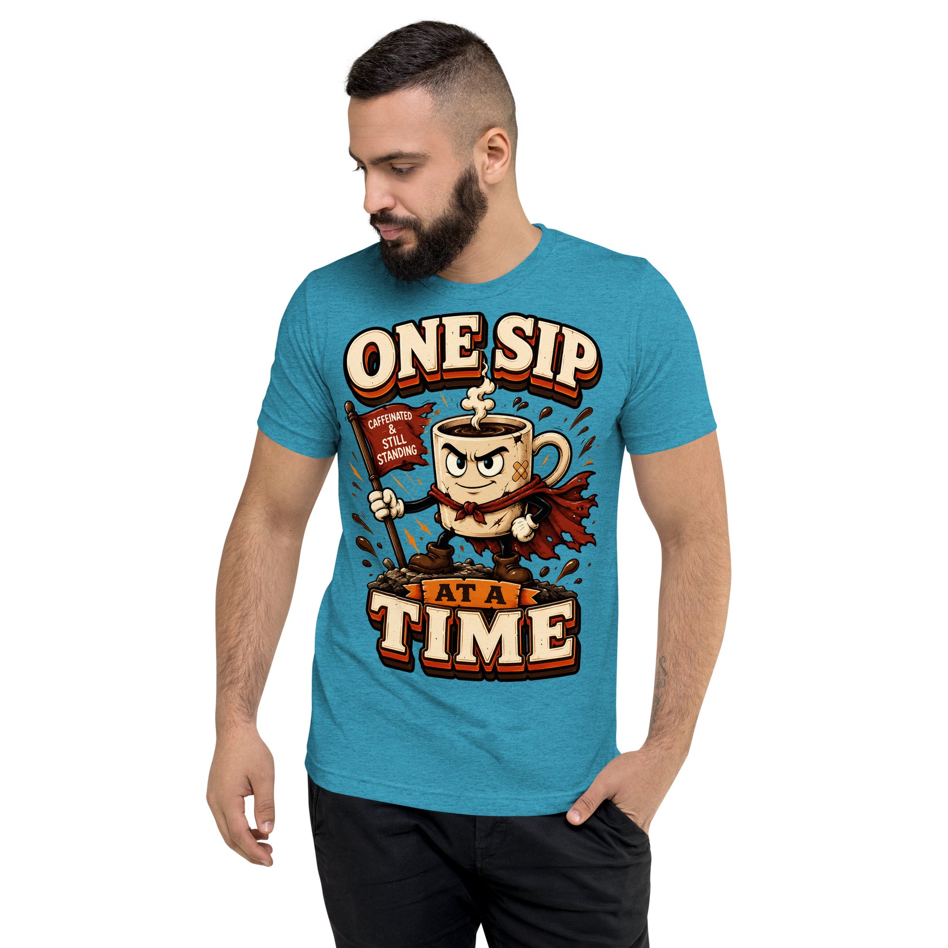 Coffee Lovers Short Sleeve Tee - One Sip At A Time! by printfluence.net