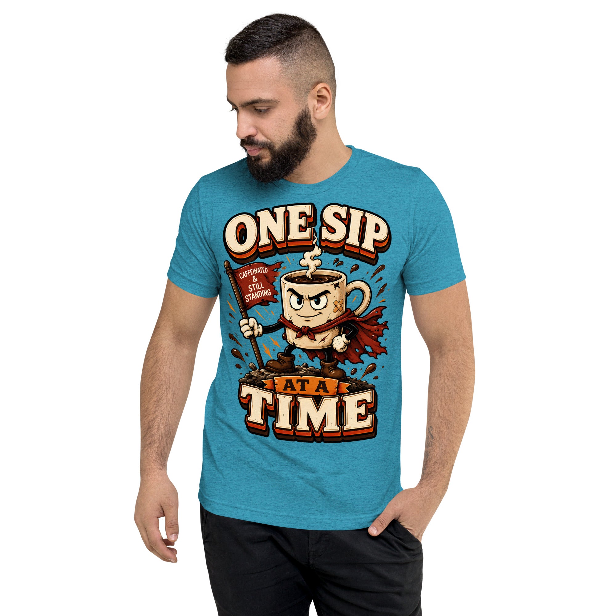Coffee Lovers Short Sleeve Tee - One Sip At A Time! by printfluence.net