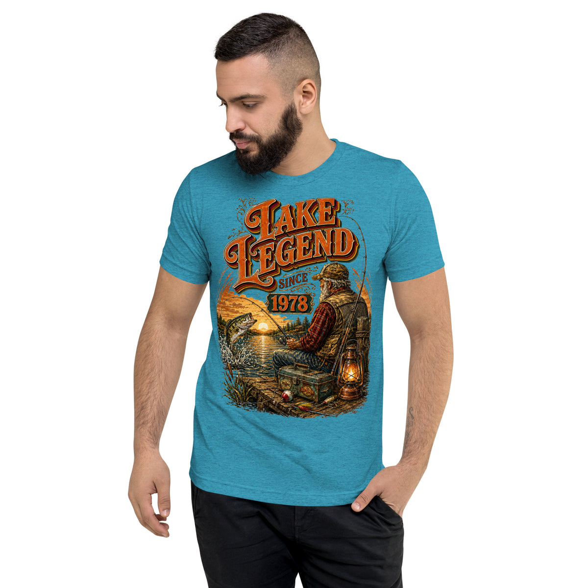 Fishing Lovers | Unisex Tri-Blend T-Shirt — LAKE LEGEND SINCE 1978 by printfluence