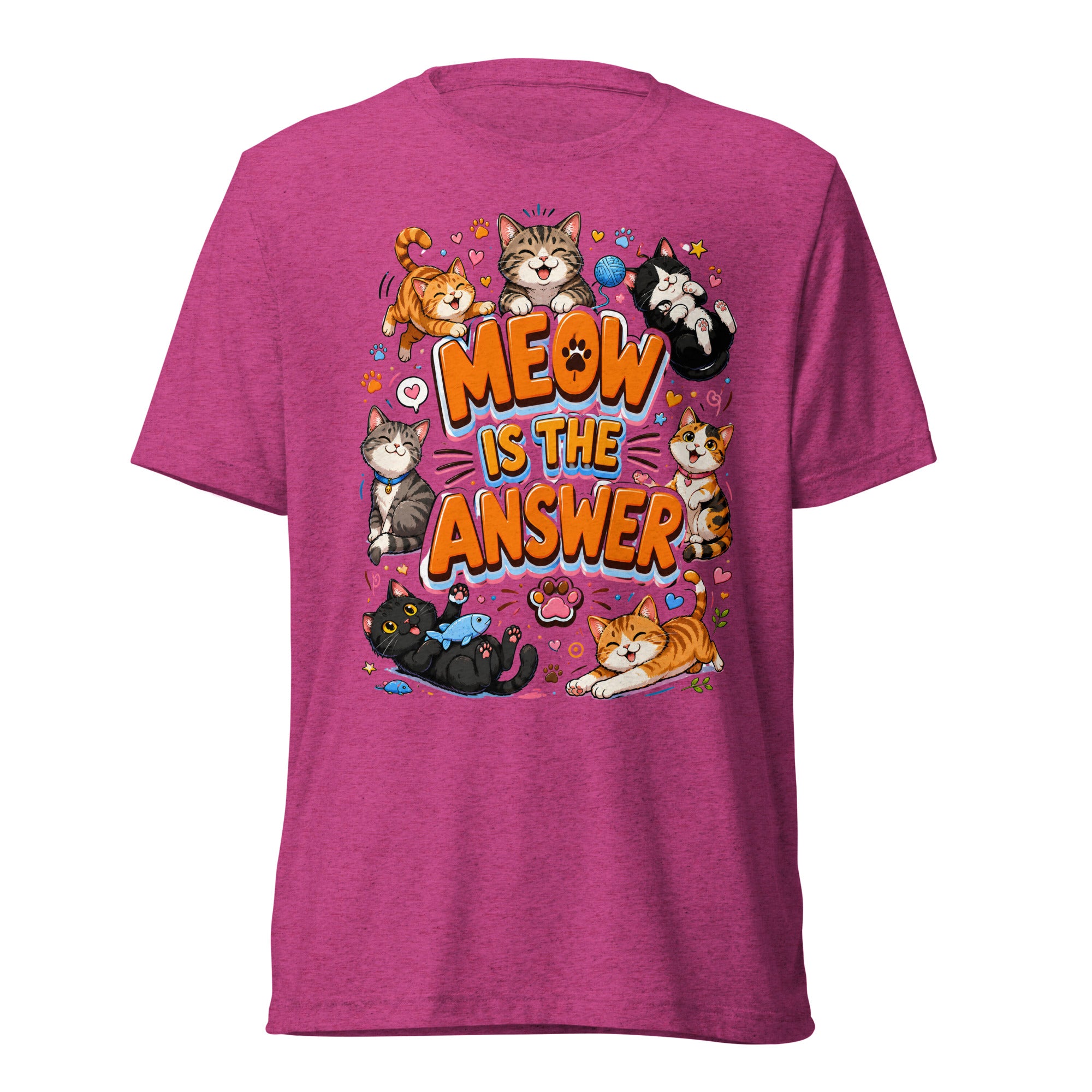 Short sleeve t-shirt - Elite Meow Is The Answer Cat - Premium Luxury Retro Feline Design by printfluence.net