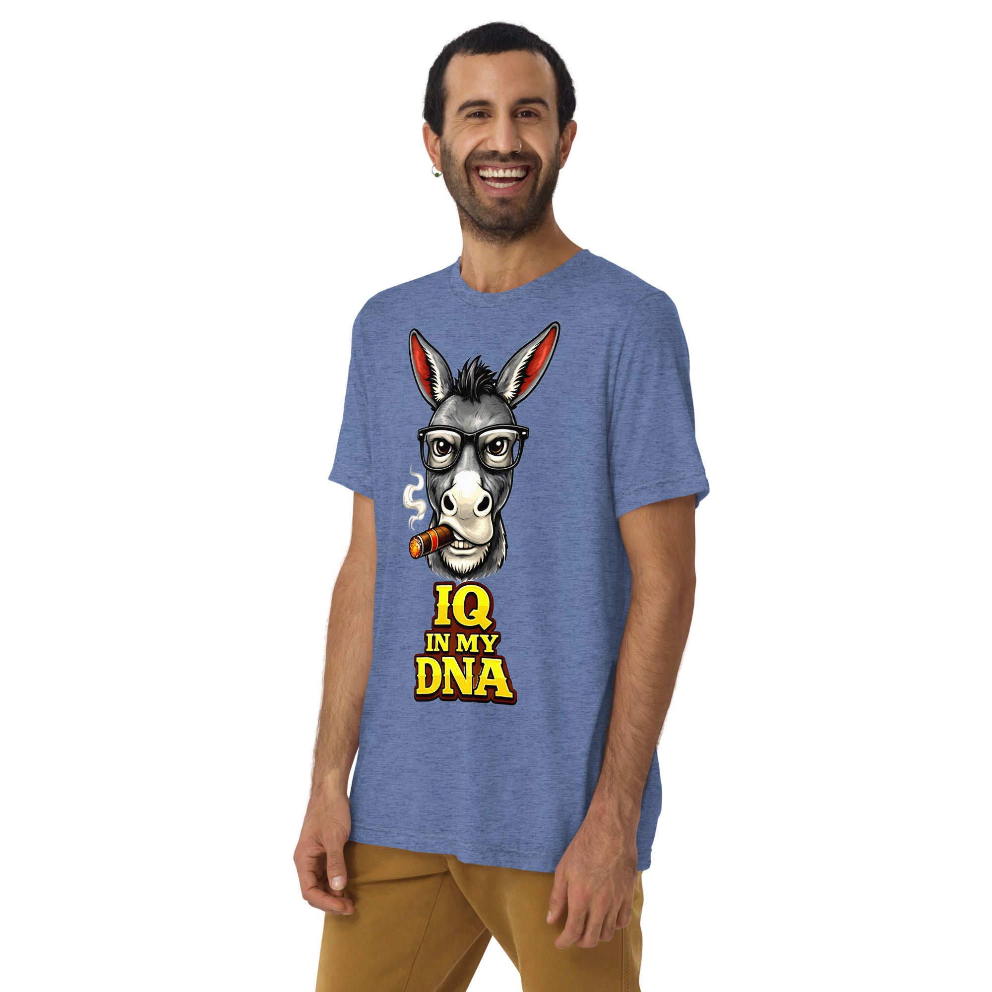 Short sleeve t-shirt - "IQ IN MY DNA" Smart Donkey Graphic Tee – Funny Sarcastic Academic Tri-Blend T-Shirt by printfluence.net