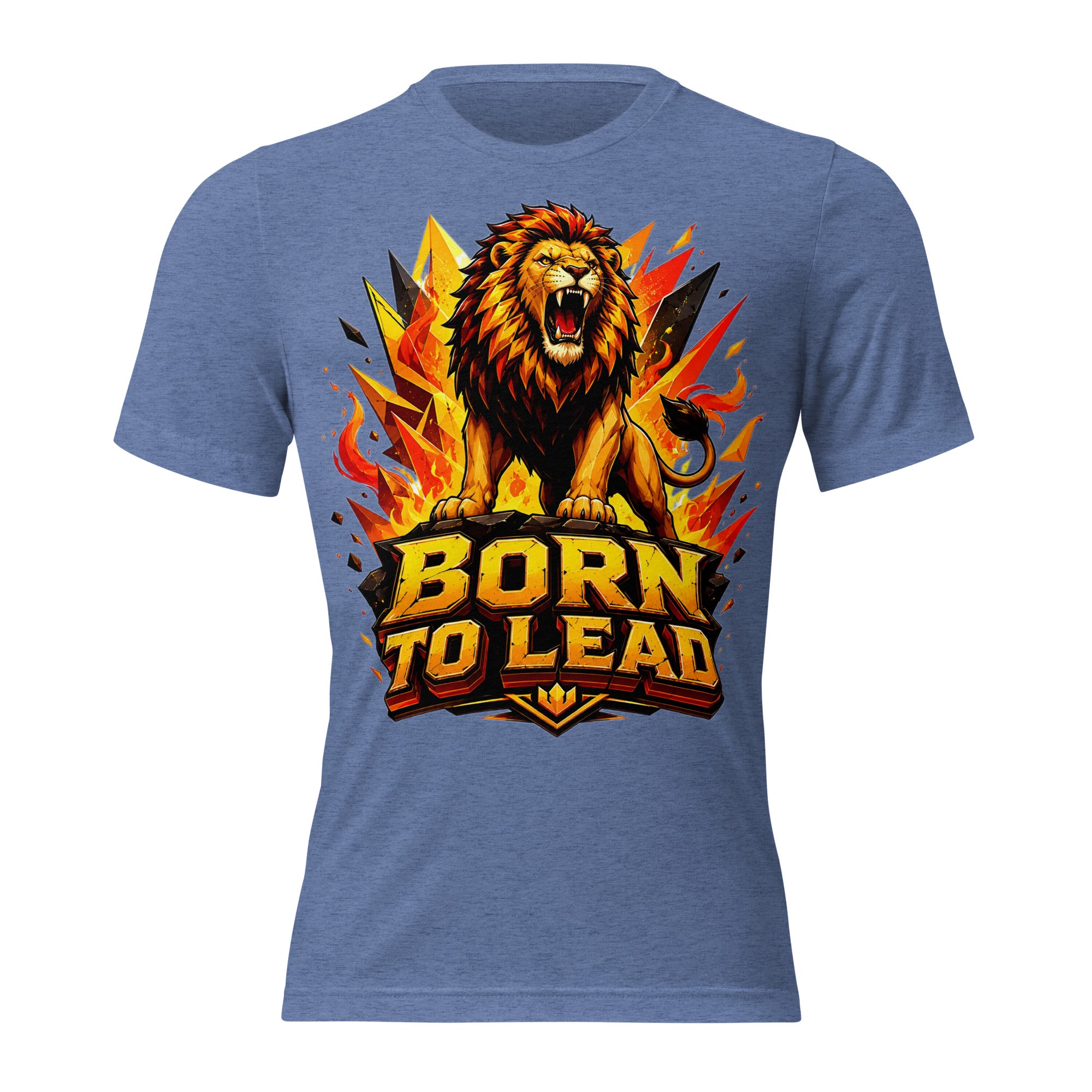 Short sleeve t-shirt - Born To Lead - Raging Crystal Fire Lion by printfluence.net