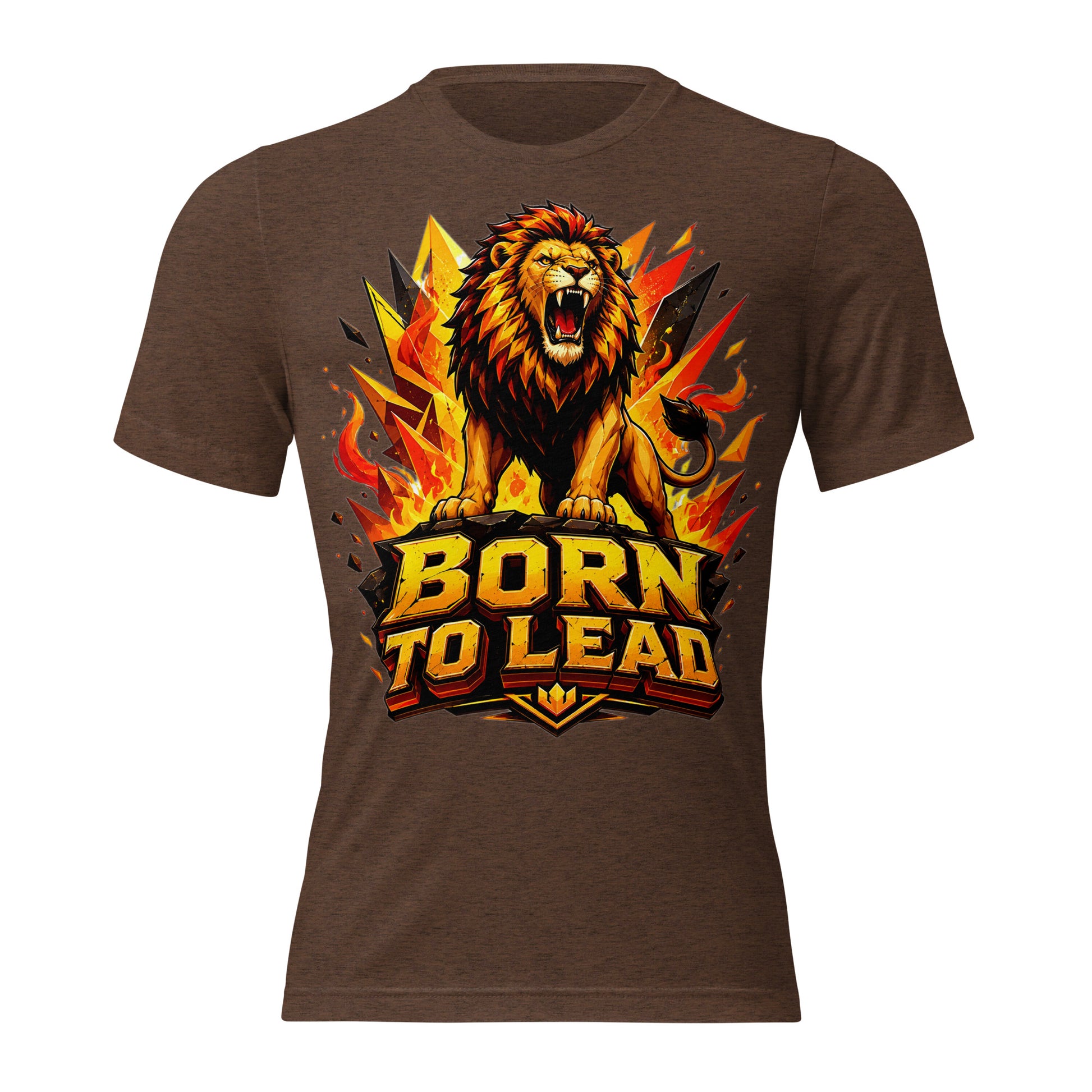 Short sleeve t-shirt - Born To Lead - Raging Crystal Fire Lion by printfluence.net