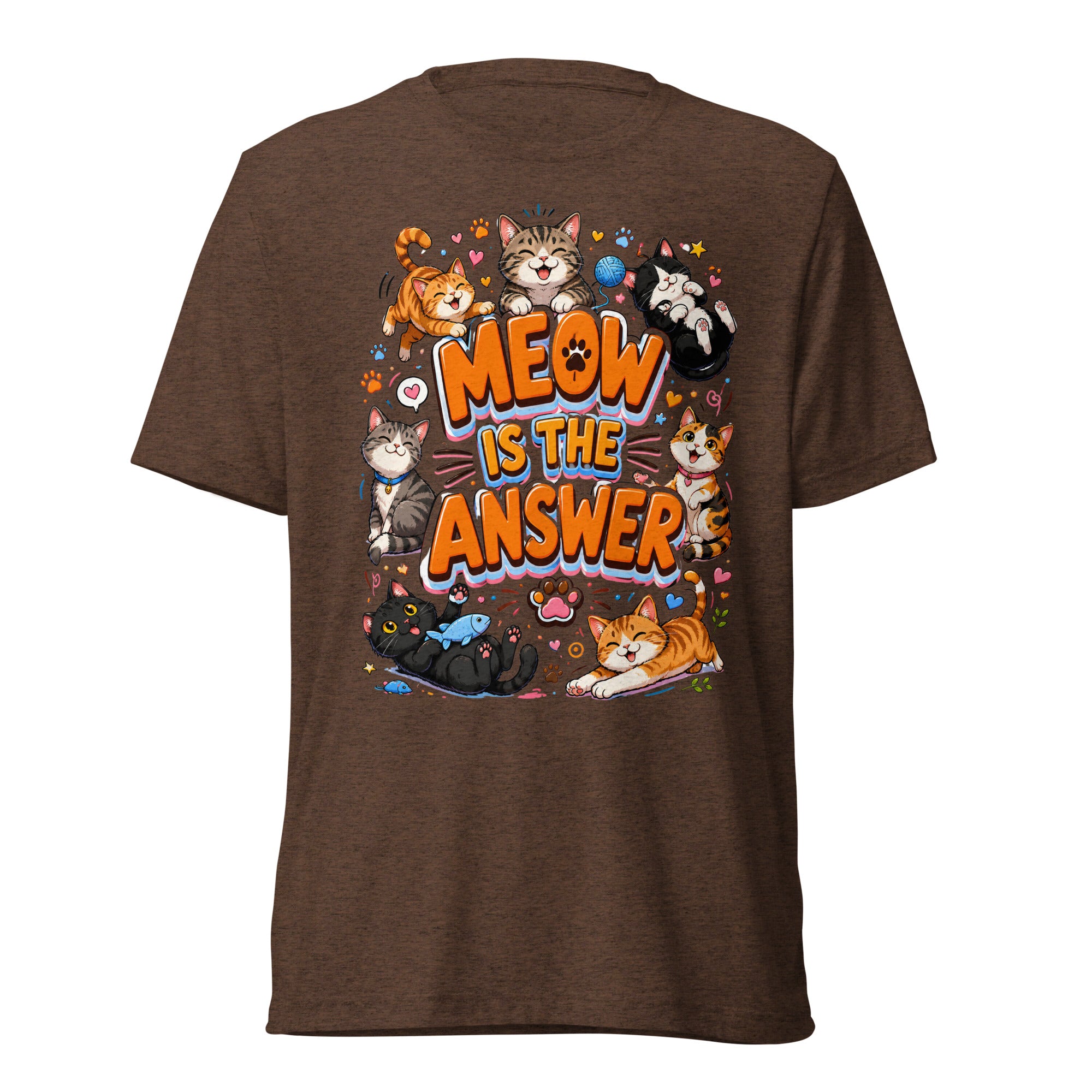 Short sleeve t-shirt - Elite Meow Is The Answer Cat - Premium Luxury Retro Feline Design by printfluence.net