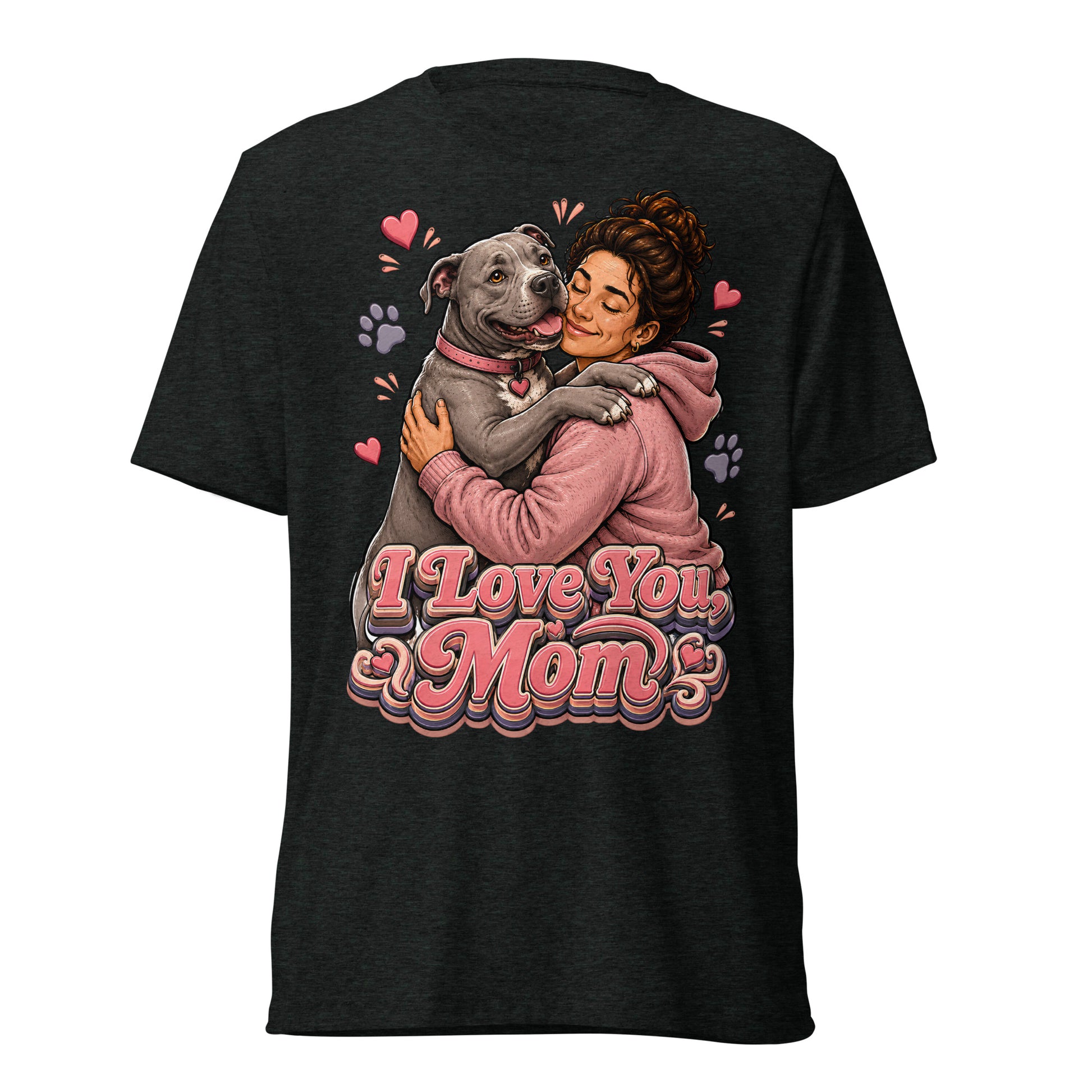 Pit Bull Mom T-Shirt - I Love You Mom Dog Lover Gift by printfluence.net