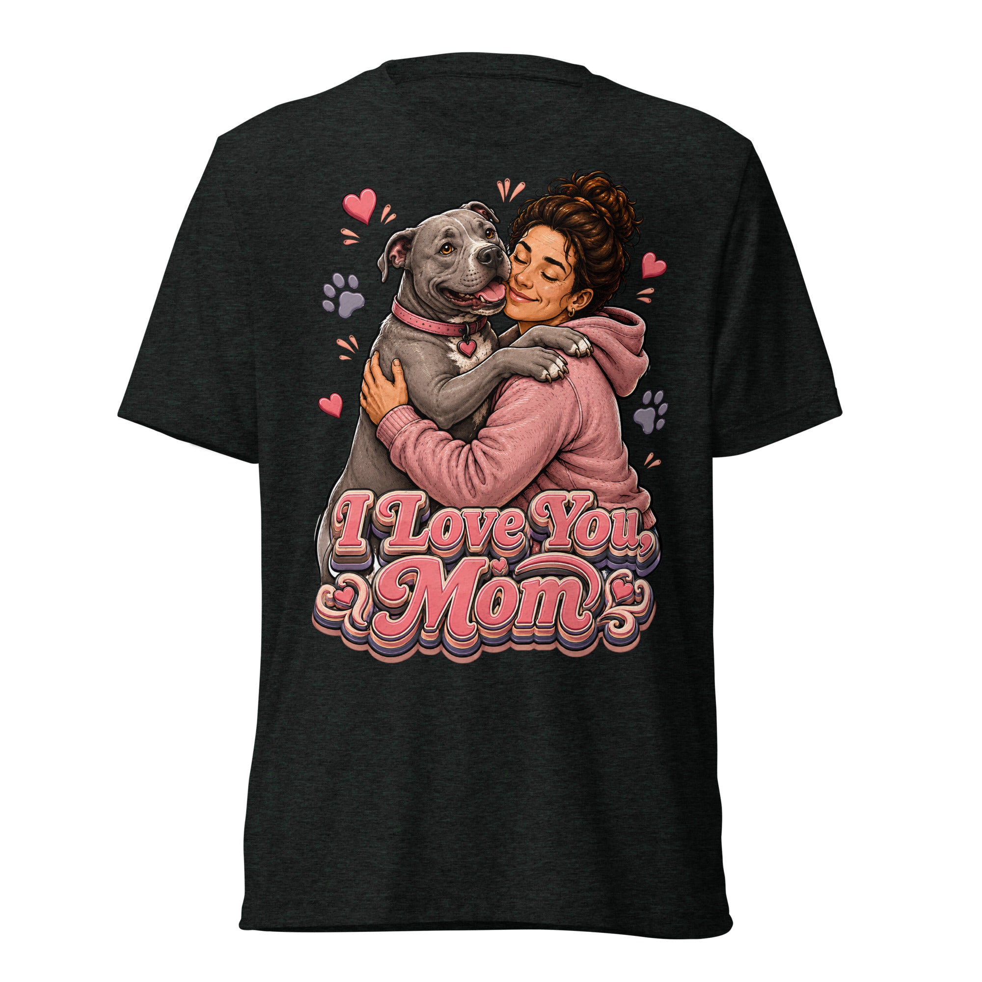 Pit Bull Mom T-Shirt - I Love You Mom Dog Lover Gift by printfluence.net