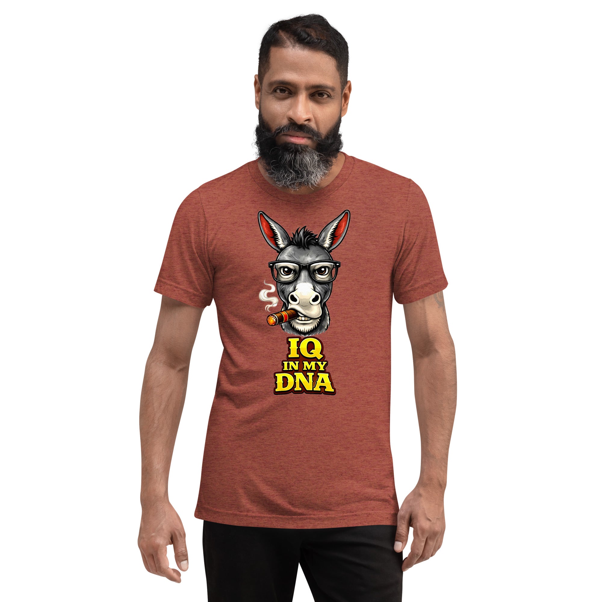 Short sleeve t-shirt - "IQ IN MY DNA" Smart Donkey Graphic Tee – Funny Sarcastic Academic Tri-Blend T-Shirt by printfluence.net